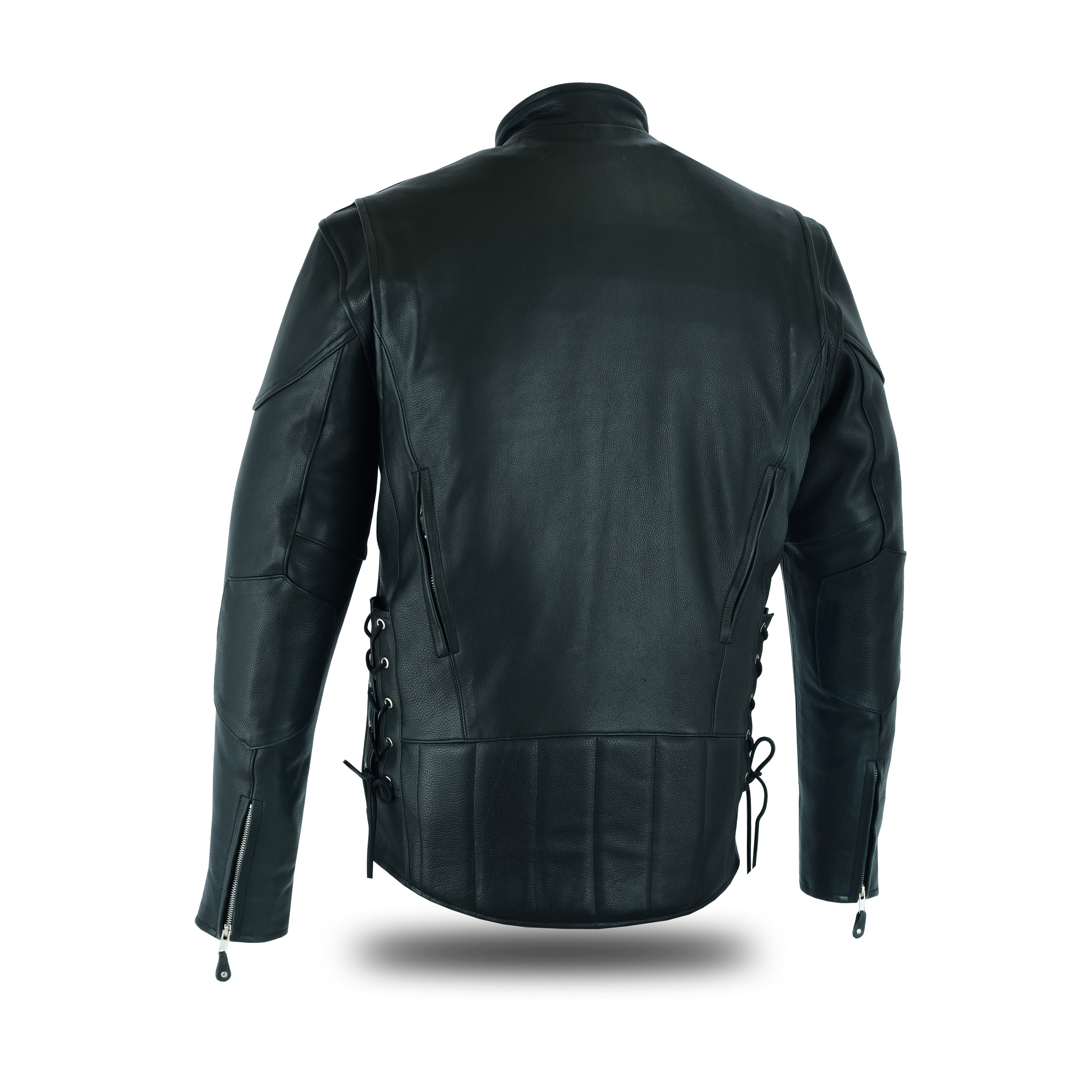 TALL Black Racer Leather Biker Jacket – Extended Sleeves & Back Length