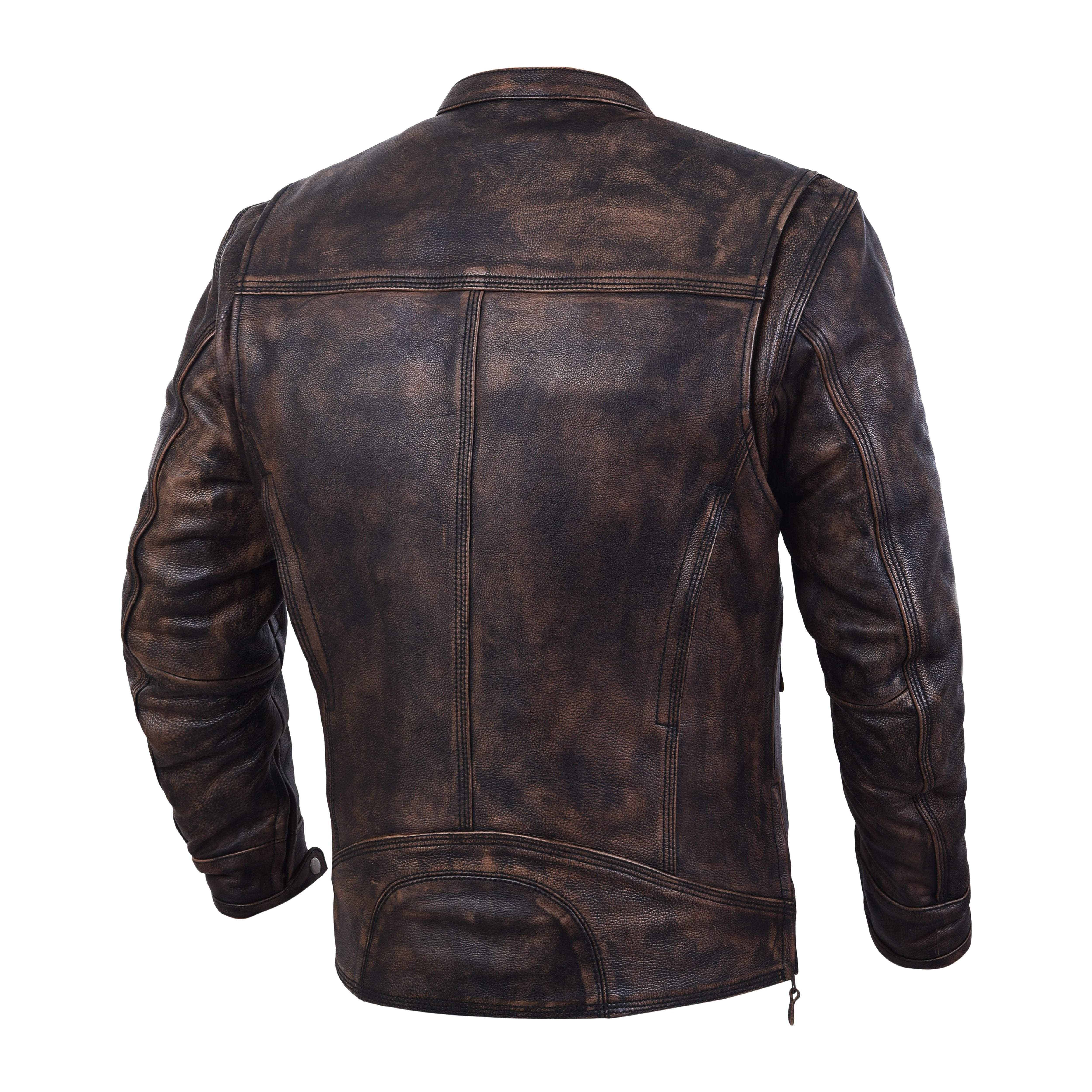 SN Men’s Biker Vintage Distressed Leather Motorcycle Jacket – Slim Fit Cafe Racer Style