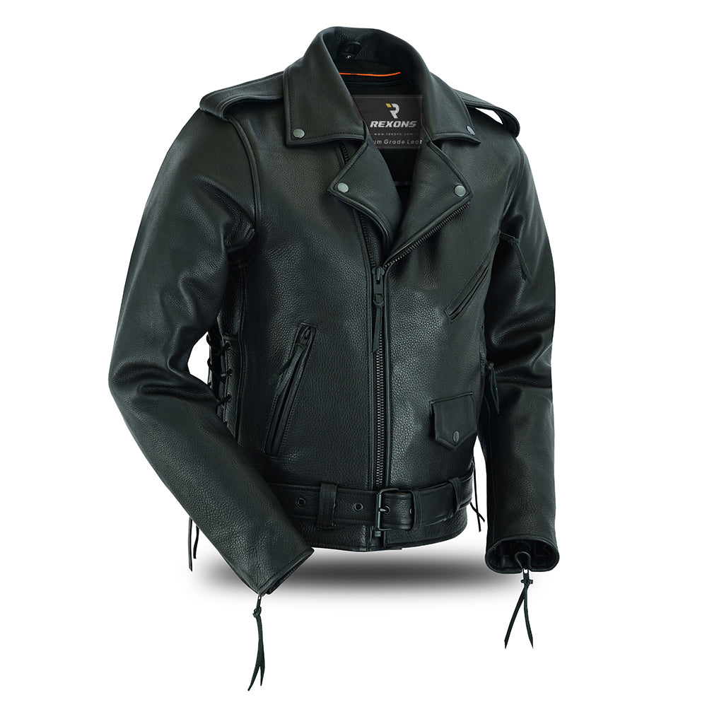 Authentic Highway Patrol Leather Jacket – Black Hardware, Kidney Back Support