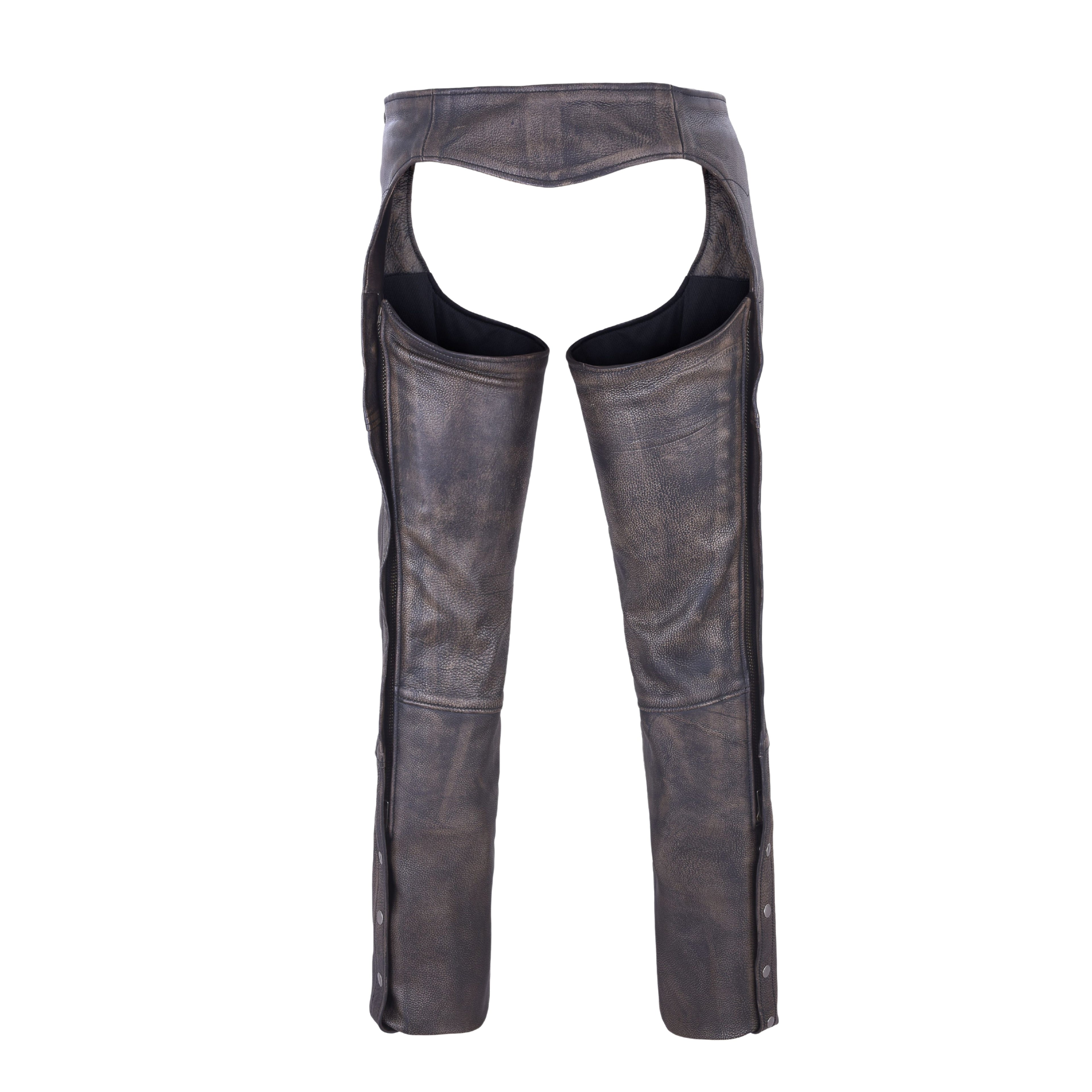 Men’s Brown Leather Motorcycle Chaps – Heavy-Duty Premium Cowhide for Biker Protection