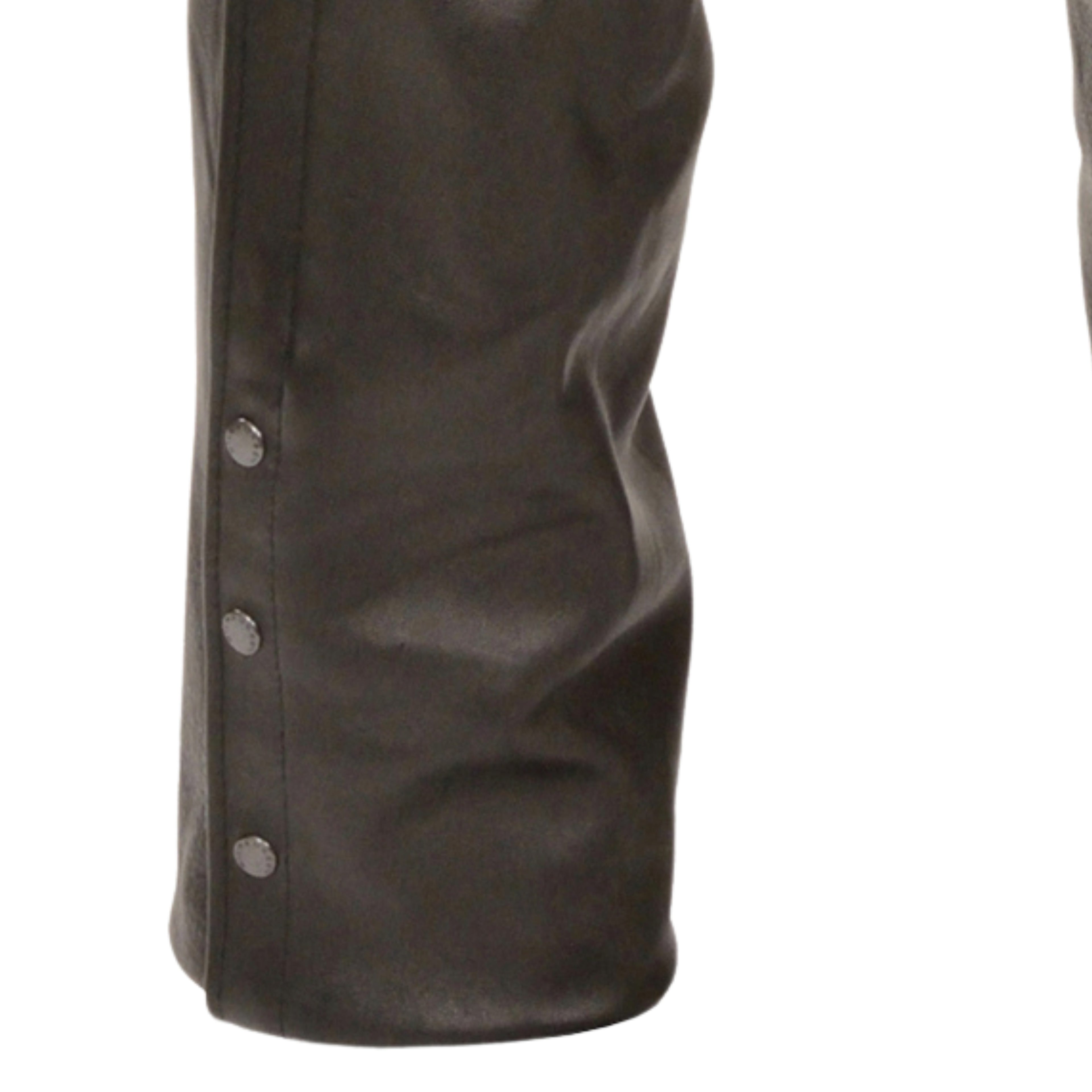 Men’s Black Motorcycle Chaps with Three Utility Pockets – Premium Leather Riding Gear