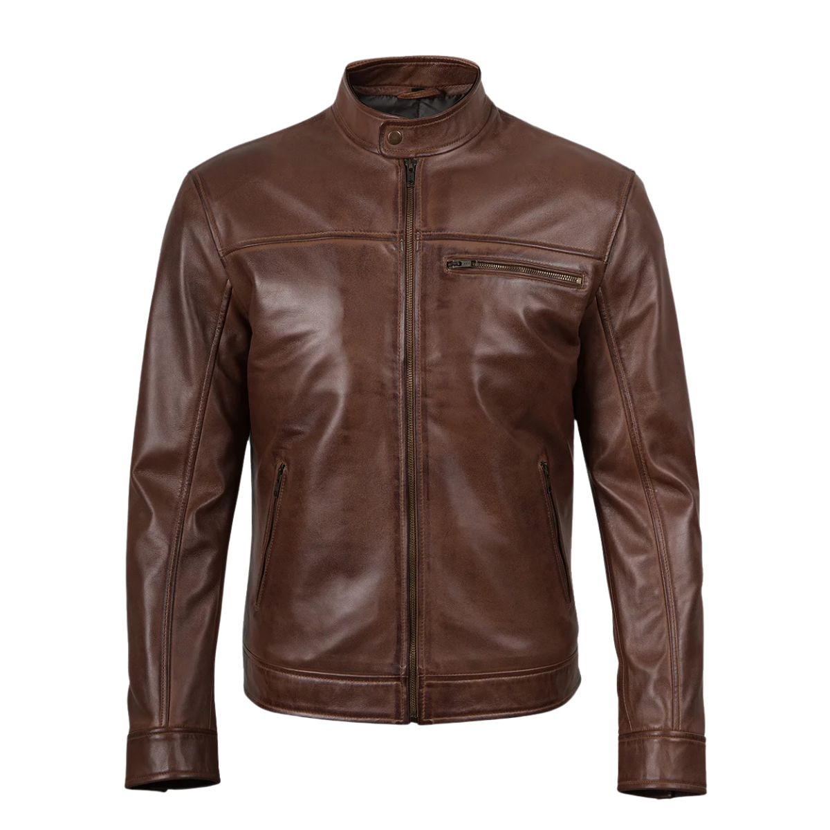 Men’s Classic Brown Leather Jacket Outerwear for Men