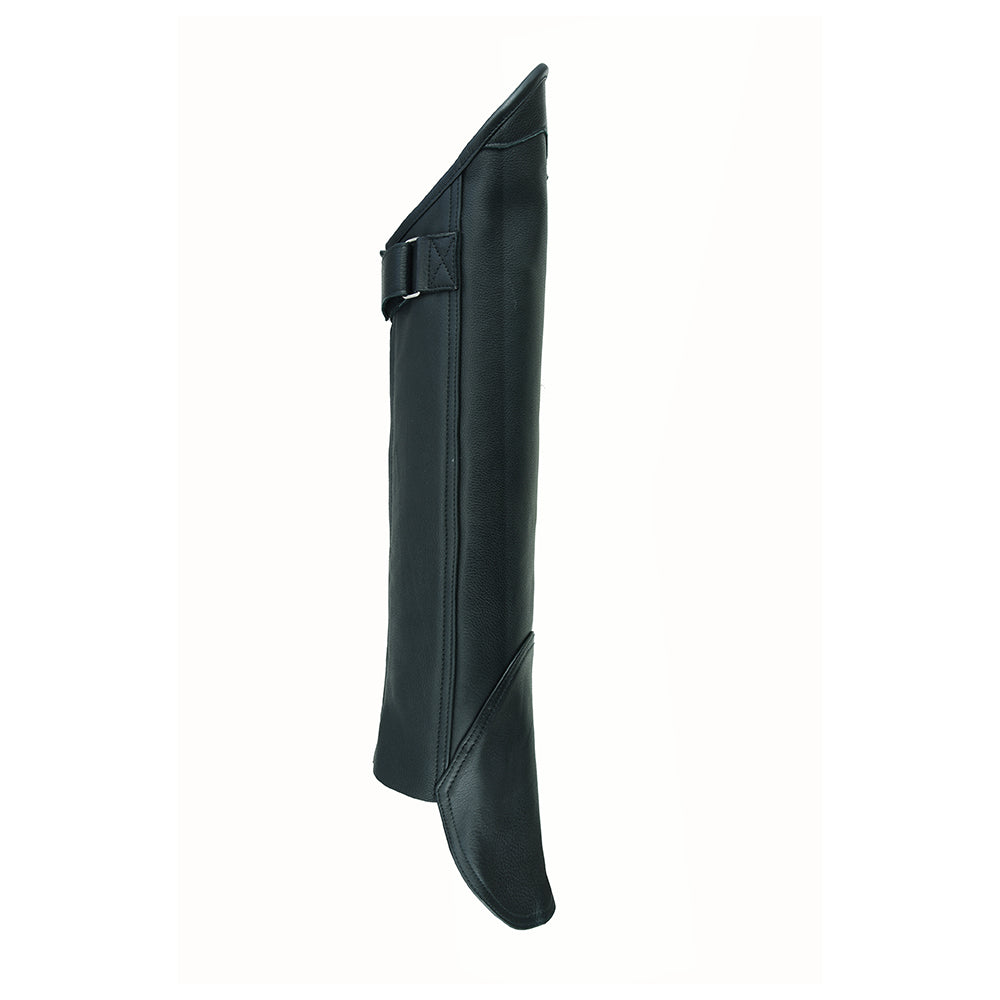 SPT Black Gaiter Short Legging Leather Chaps – Protective Lower-Leg Gear for Riding, Work & Style