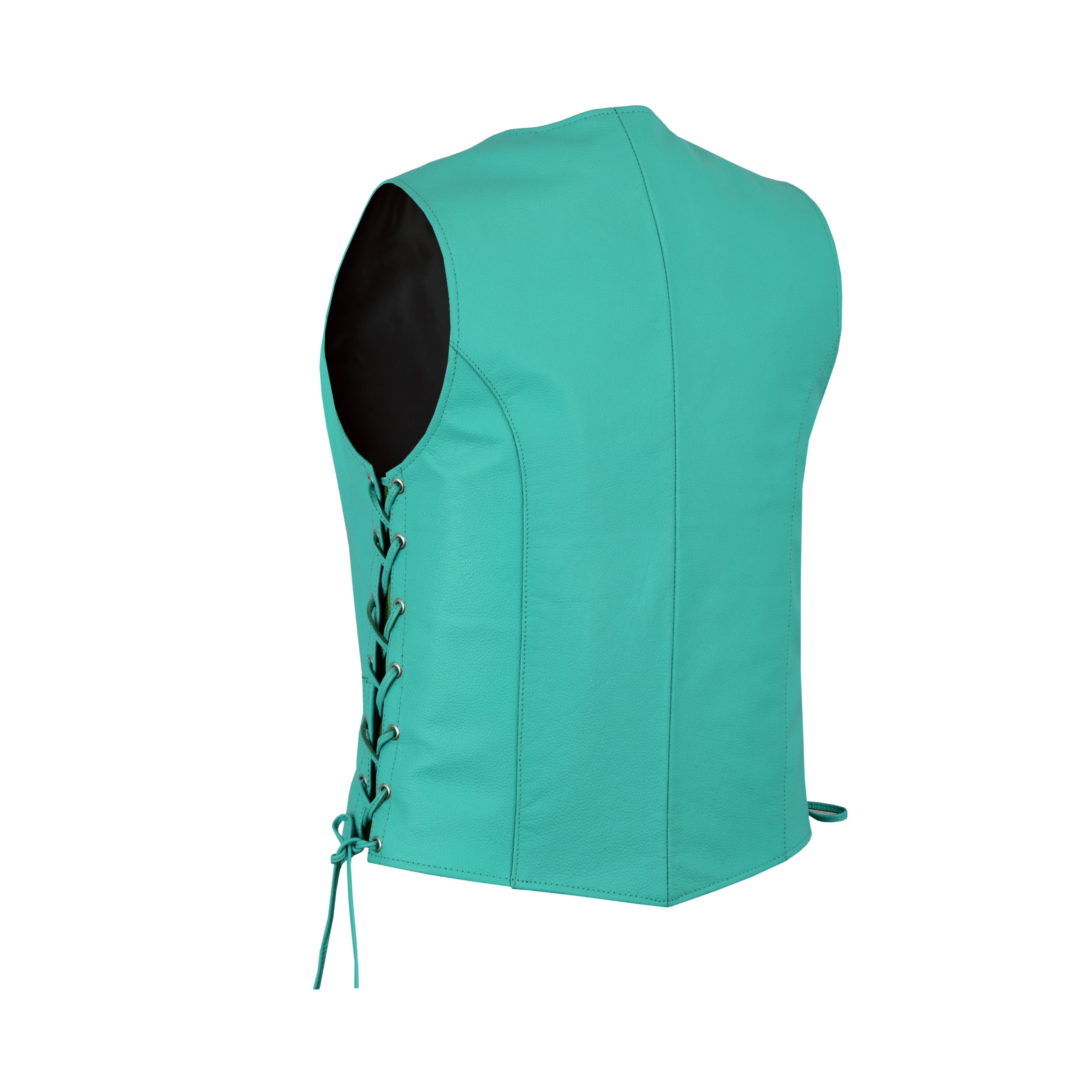 Teal Leather Side-Laced Club Vest for Women – Concealed Gun Pockets by Rexons