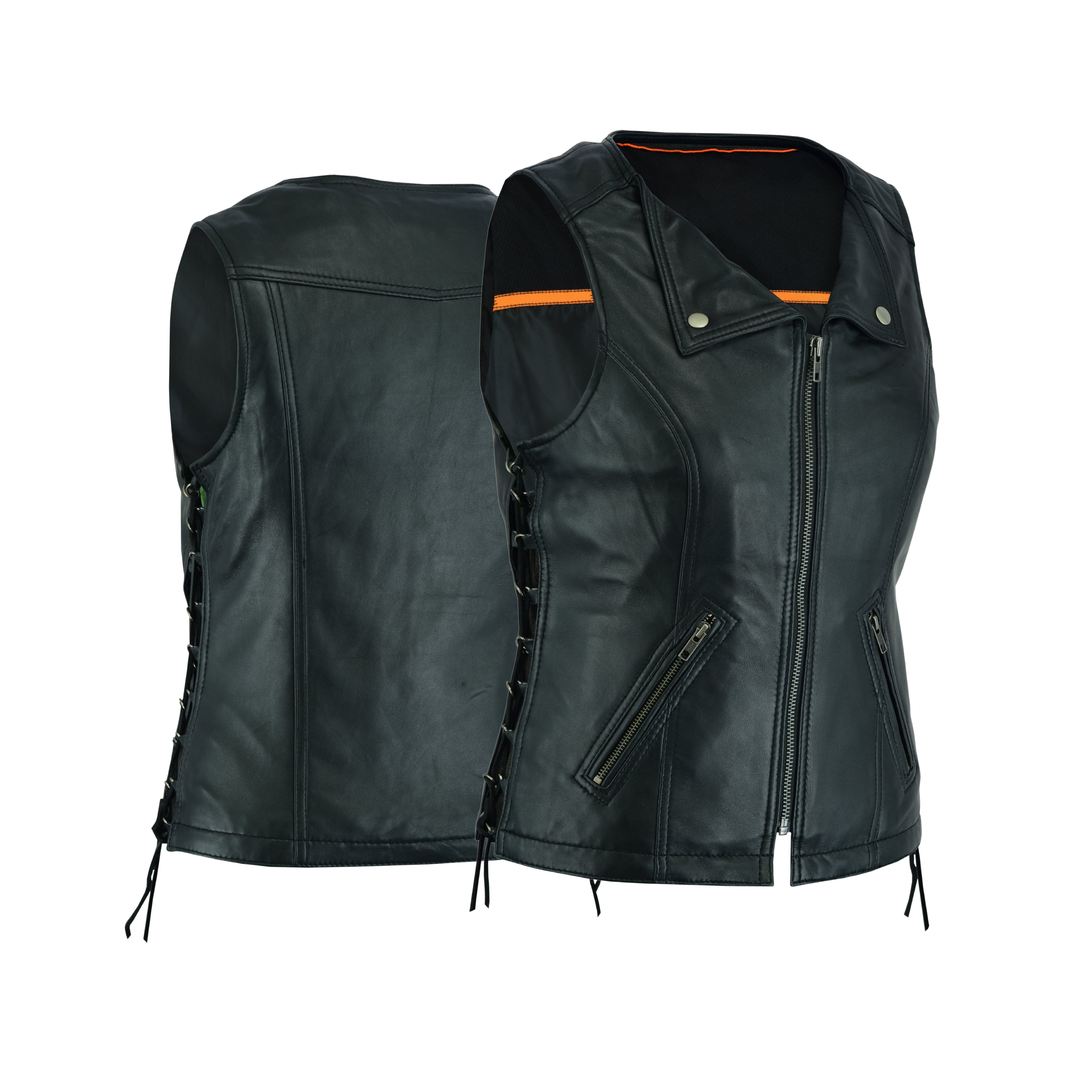 REB-VIX Ladies Revealing Side Laces Leather Vest – Sexy Club Style by Rexons