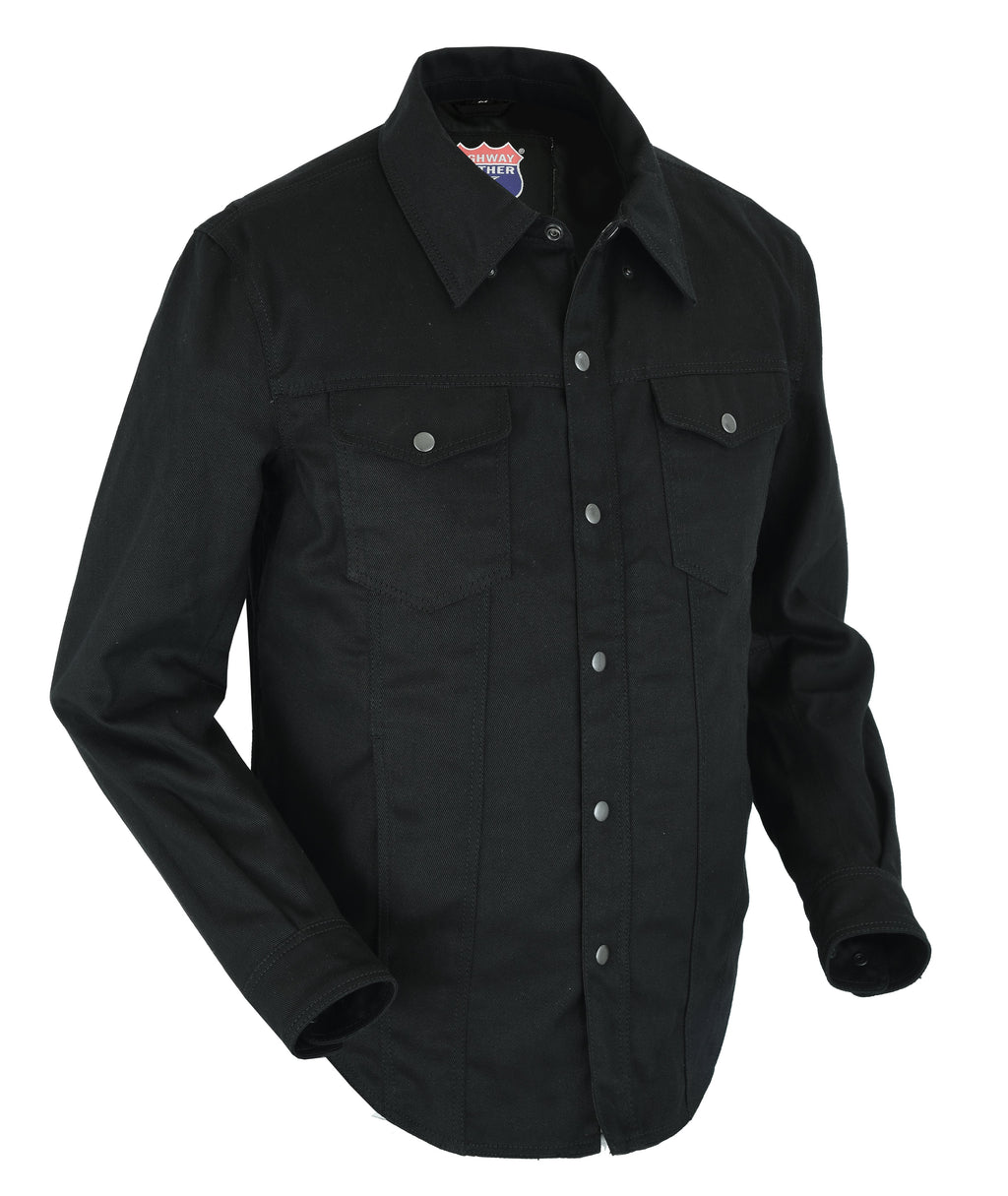 Biker Denim Club Style Anarchy Twill Shirt Conceal Carry Gun pocket