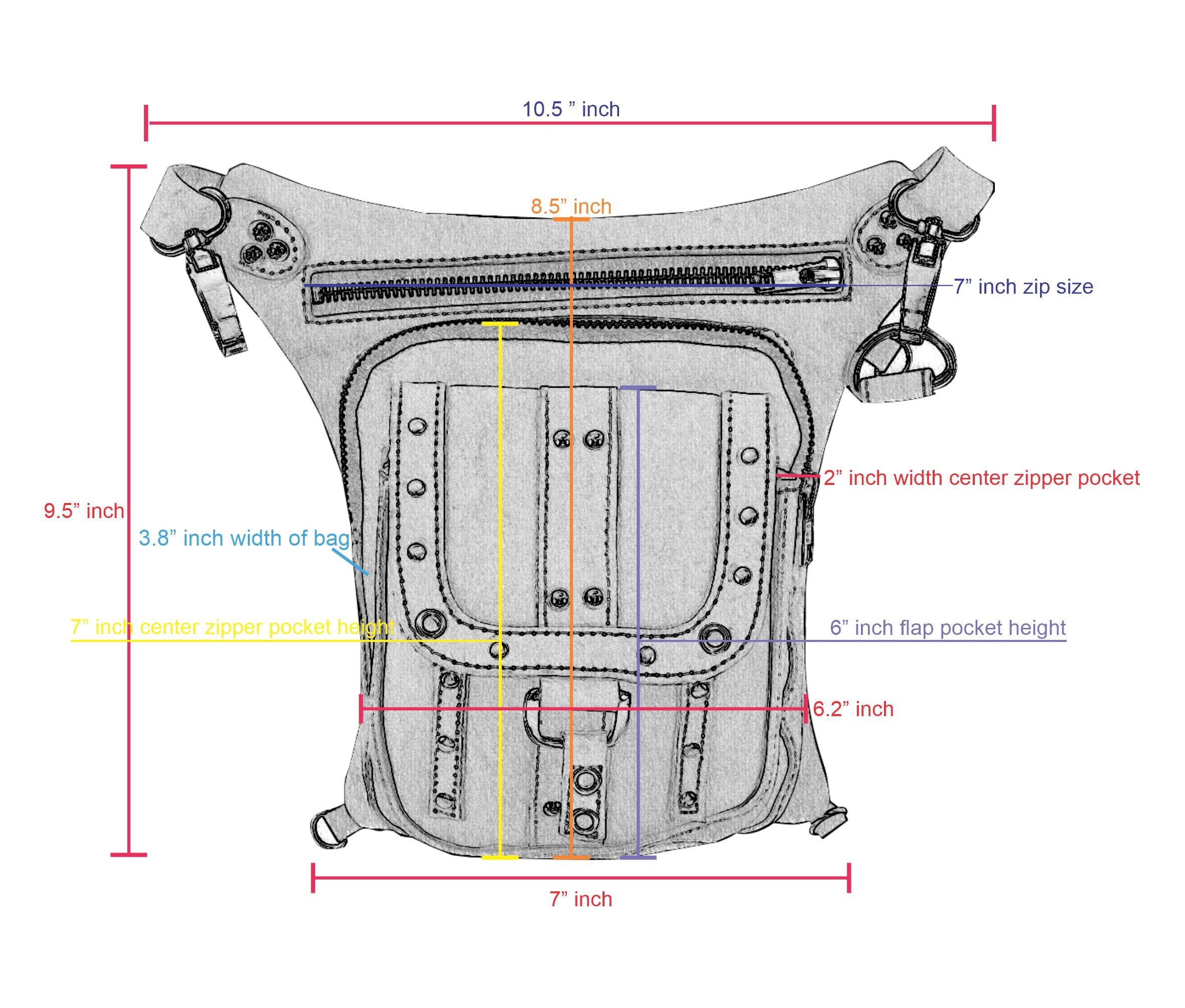 Black Drop Leg Fanny Waist Leather Thigh Bag