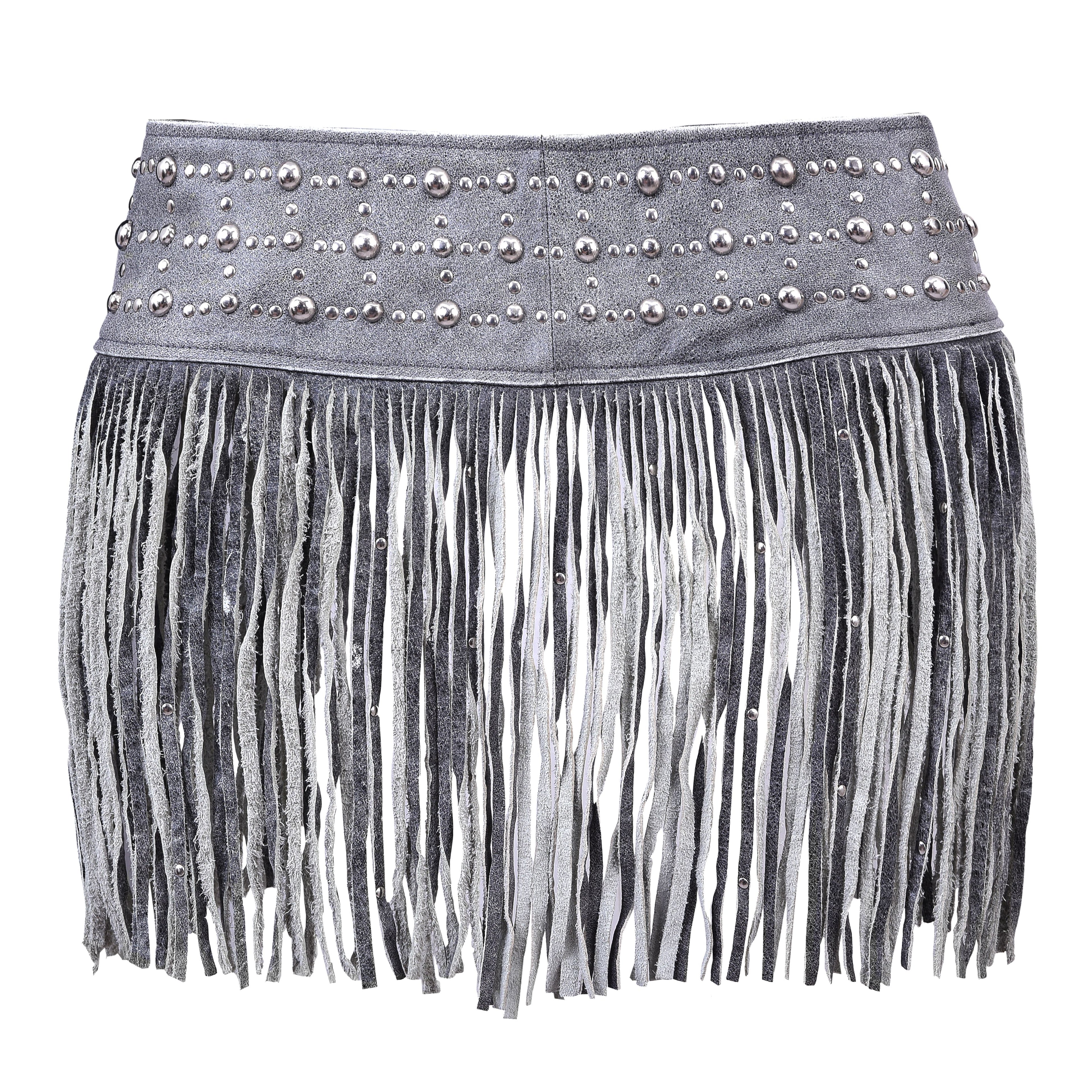White Tassel Bling Leather Hip Belt – Glam Statement Waist Chain by Rexons