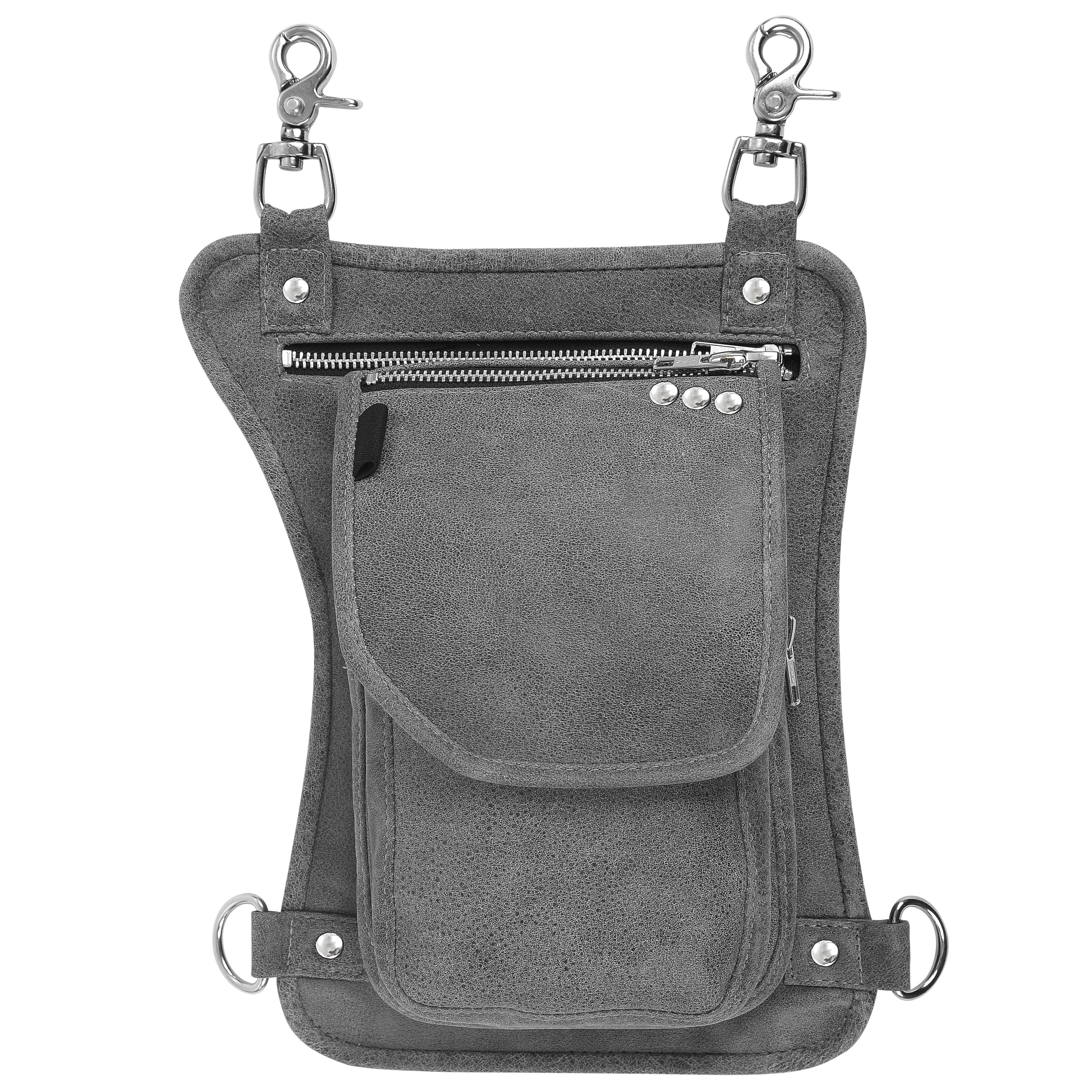 Grey Drop Leg Leather Thigh Bag