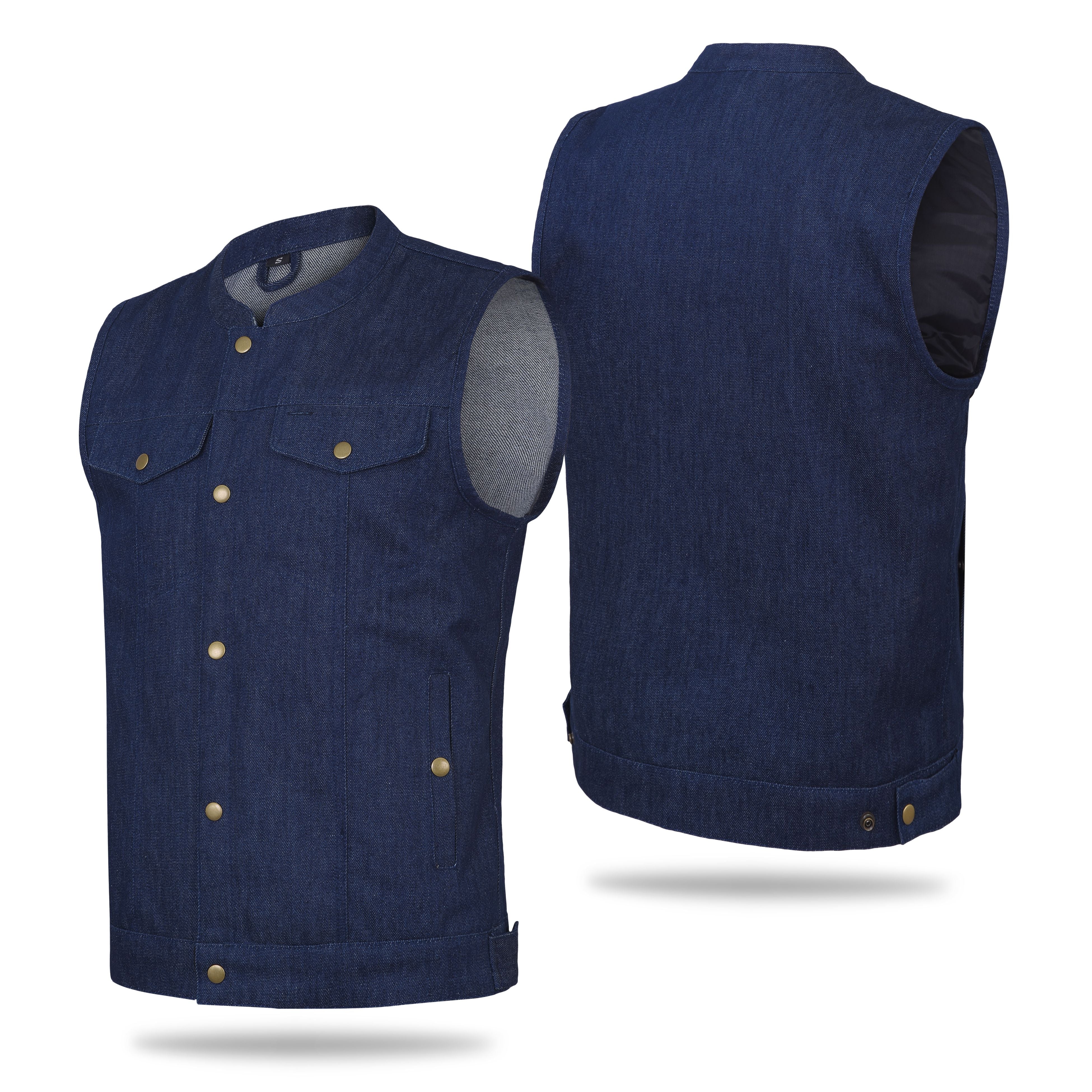 Men SOA Denim Blue Vest Club Cut Outlaw Anarchist mc Biker Vest