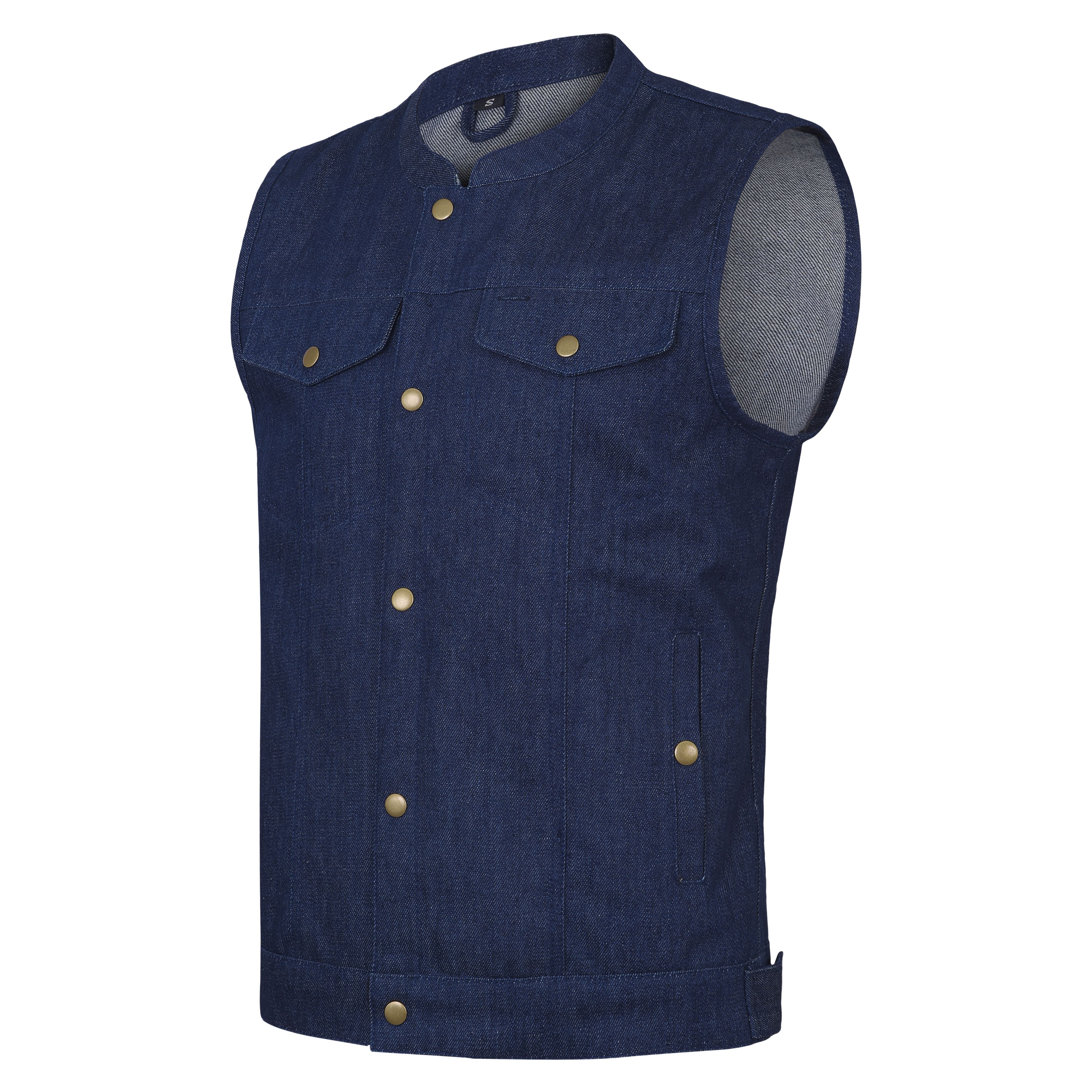 Men SOA Denim Blue Vest Club Cut Outlaw Anarchist mc Biker Vest