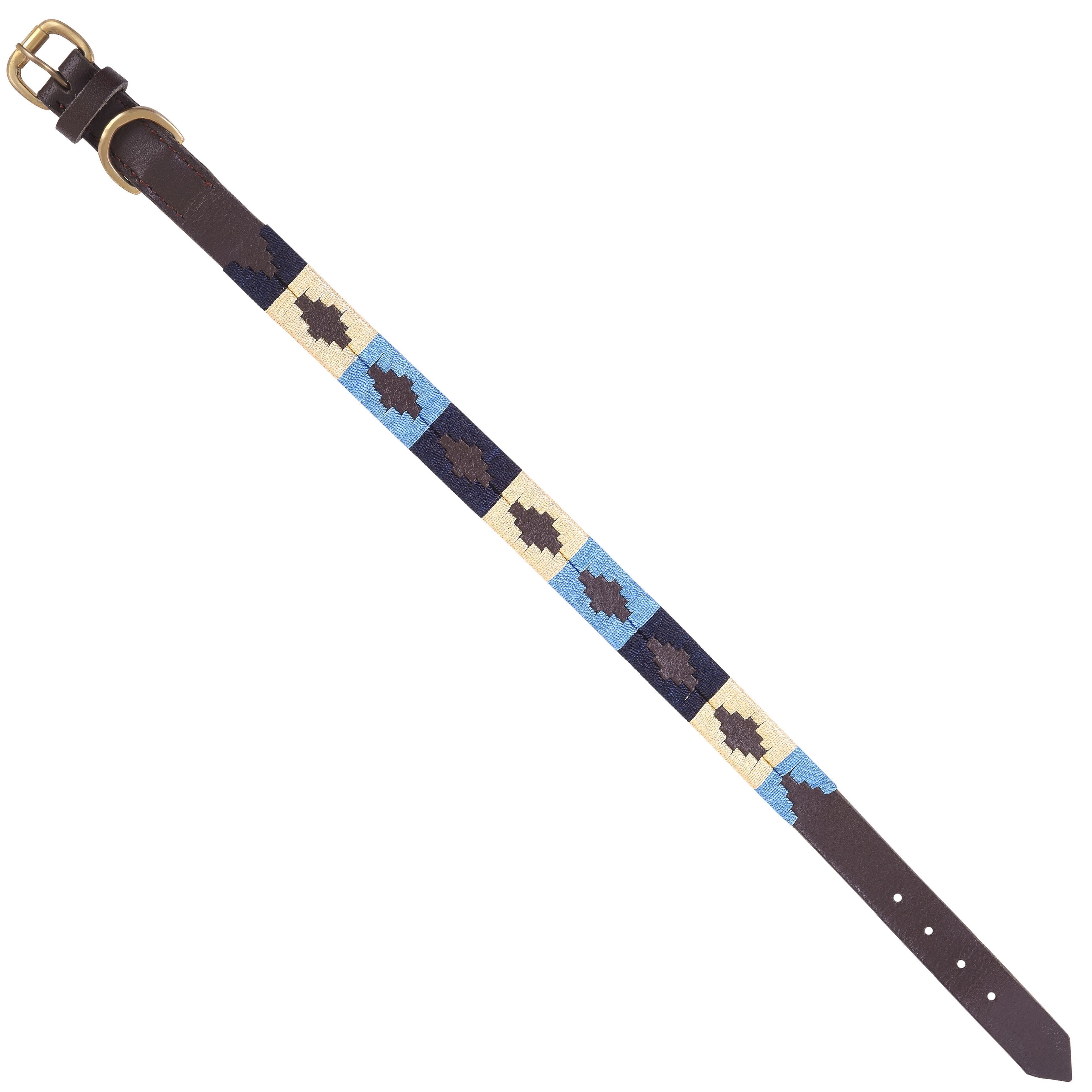 Genuine Leather Polo Style Dog Collar & Leash Set – Embroidered, Soft-Padded, Heavy-Duty by Rexons