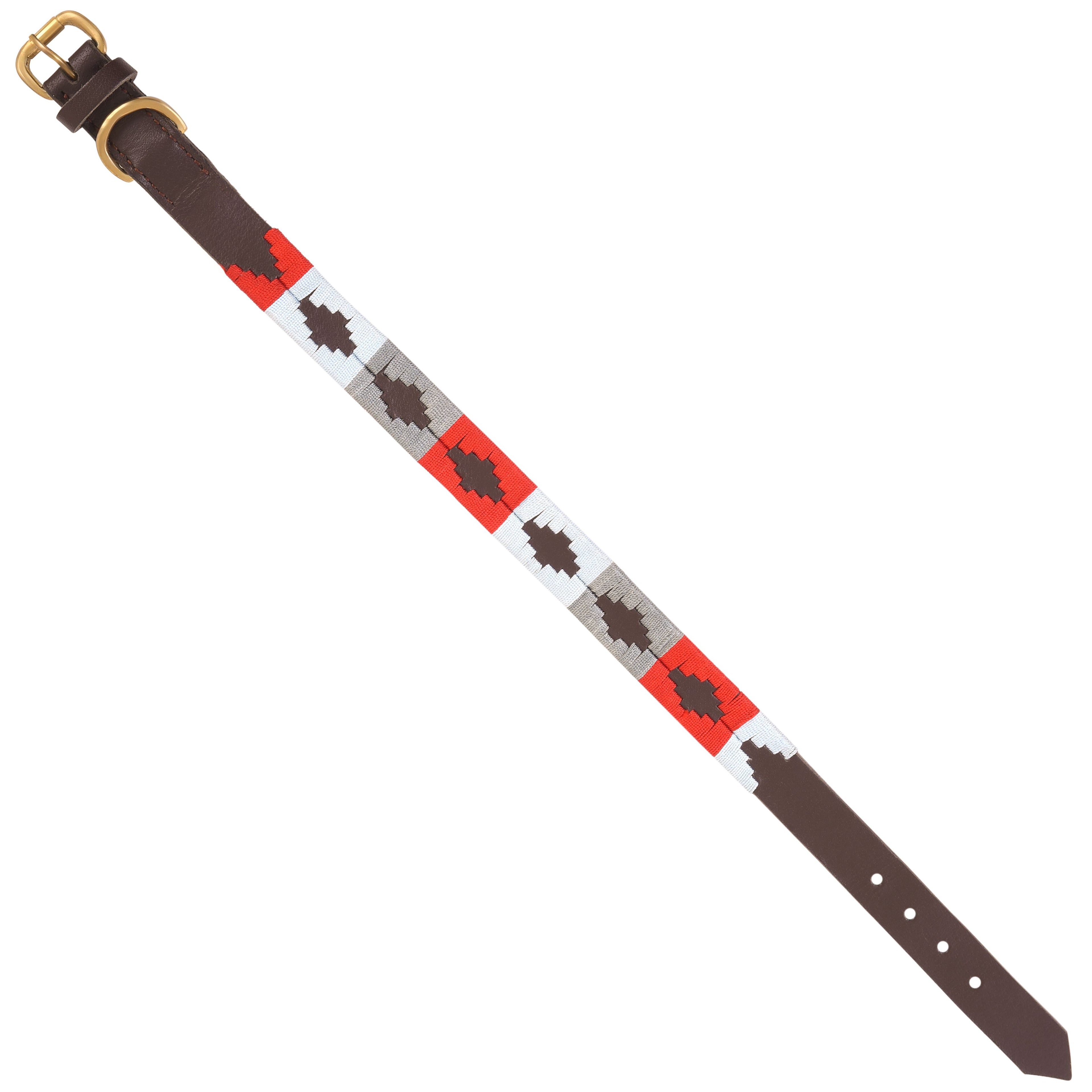 Handmade Genuine Leather Polo Style Dog Collar & Leash Set – Embroidered, Adjustable & Soft Padded by Rexons
