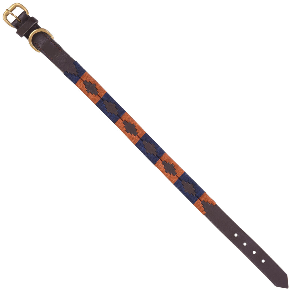 Weatherbeeta Hondenriem – Polo Leer Cowdray Bruin/Blauw/Blauw | Luxe Handgemaakte Lederen Lijn van Rexons