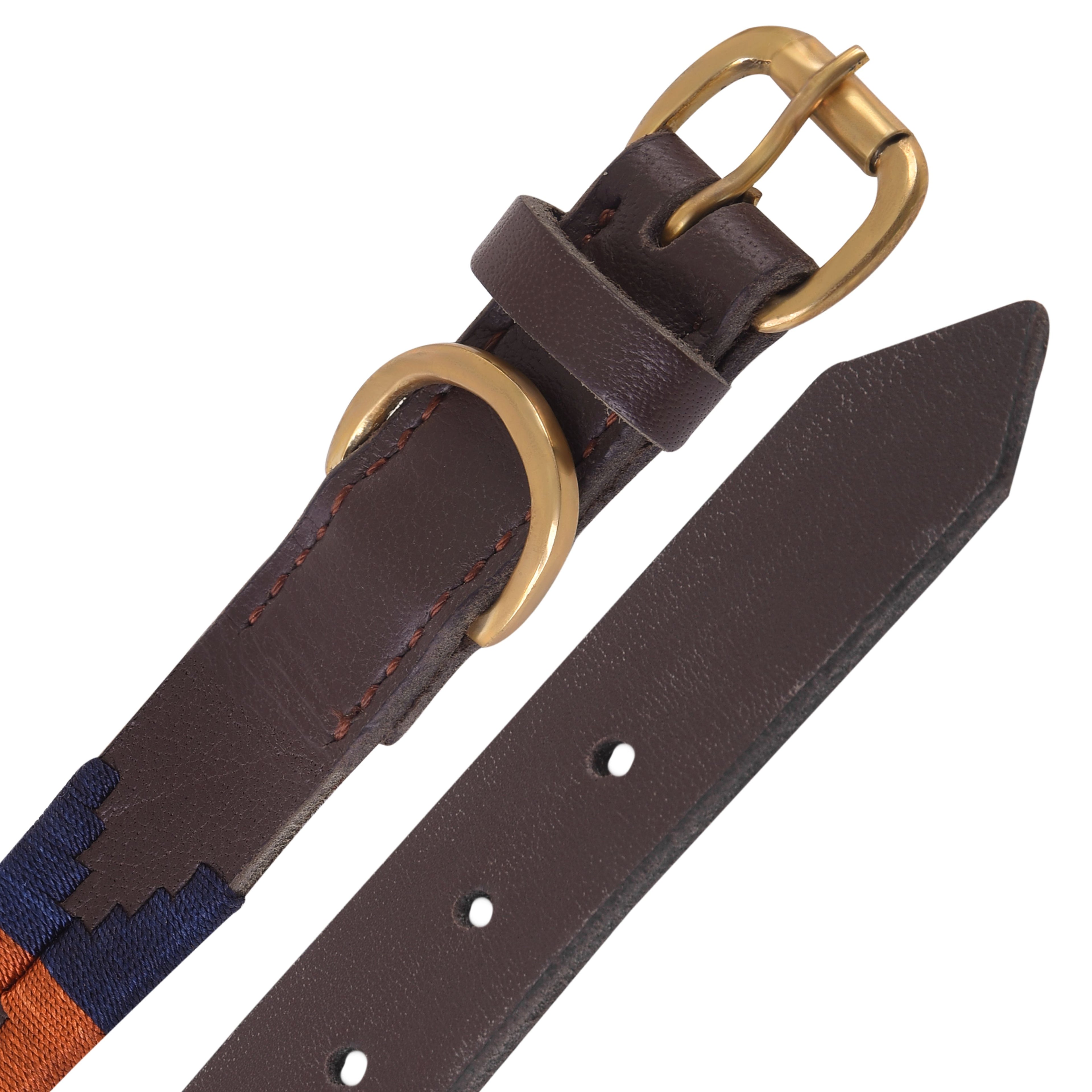 Weatherbeeta Hondenriem – Polo Leer Cowdray Bruin/Blauw/Blauw | Luxe Handgemaakte Lederen Lijn van Rexons
