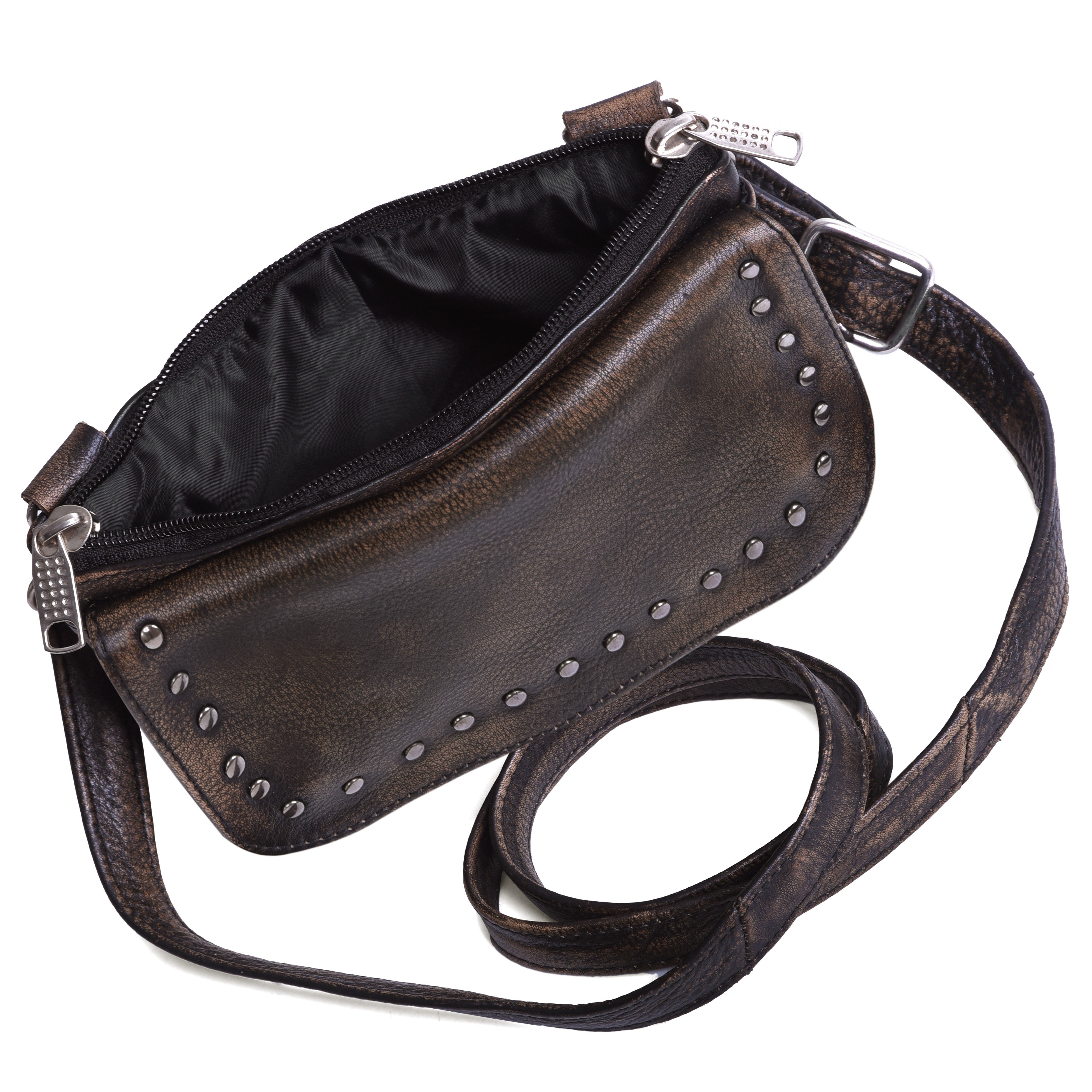 Brown Studded Waist Fanny Hip Clip Bag