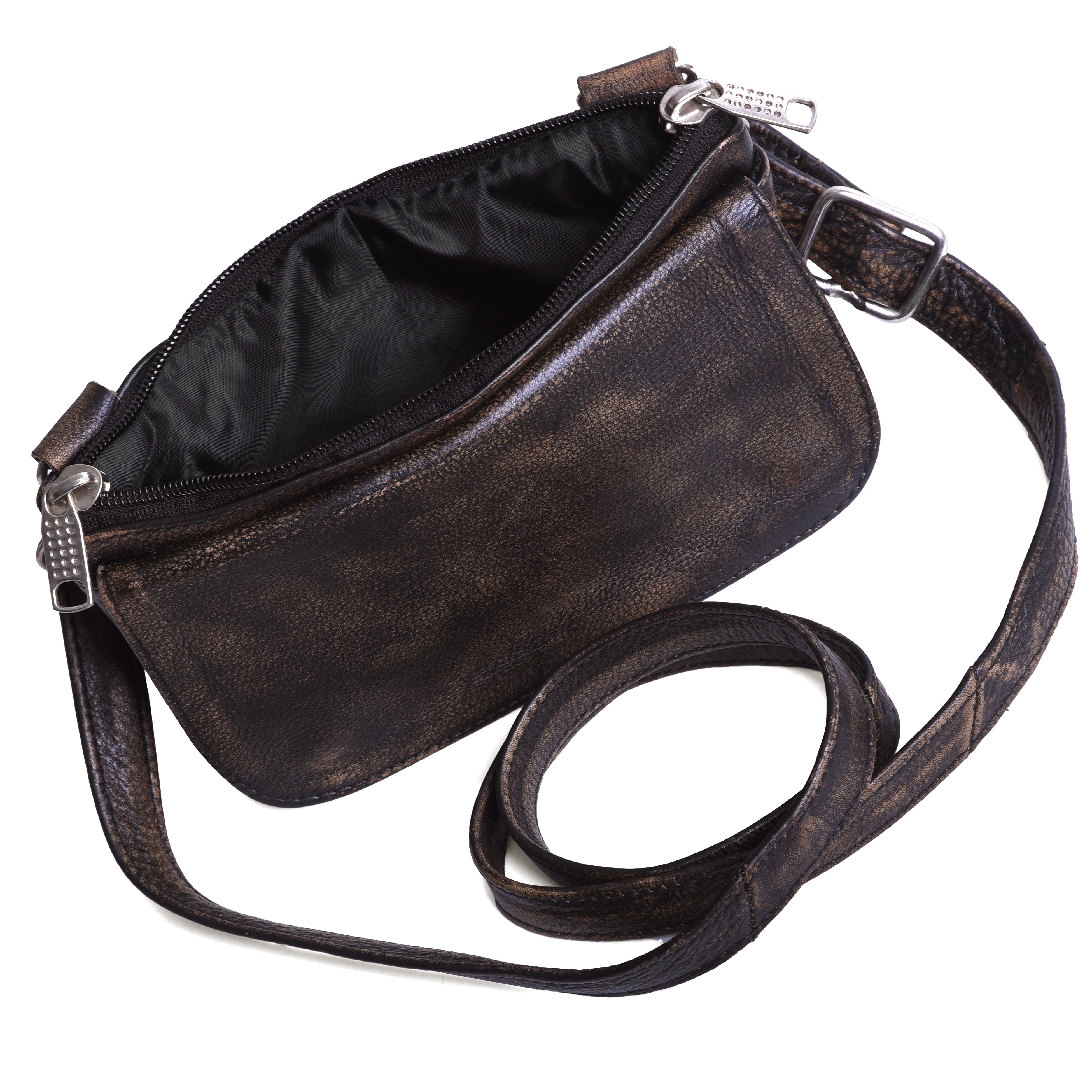 Distressed Brown Hip Clip Waist Leather Bag