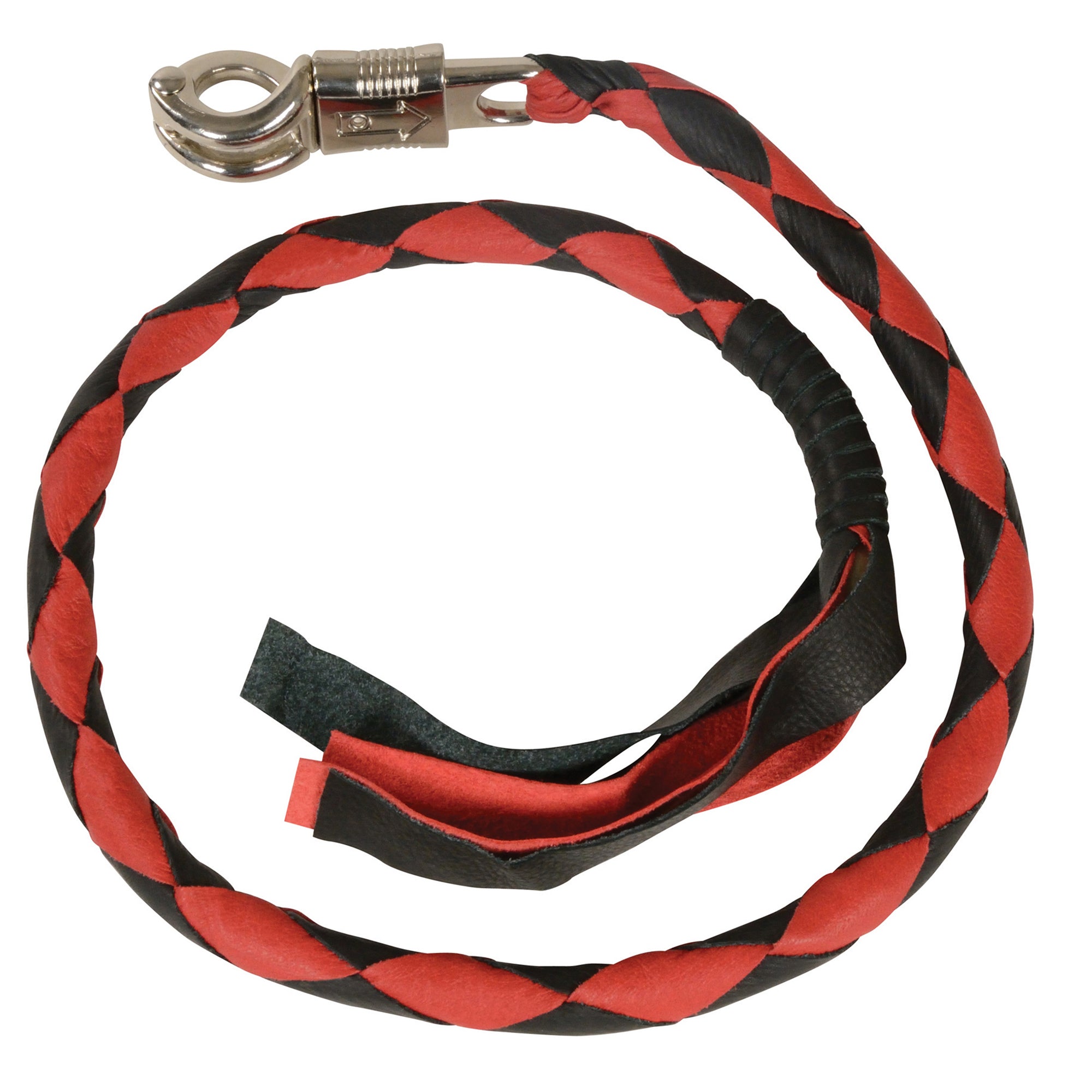 Red & Black Leather Get Back Biker Whip for Chopper & Cruiser Motorcycles – by Rexons