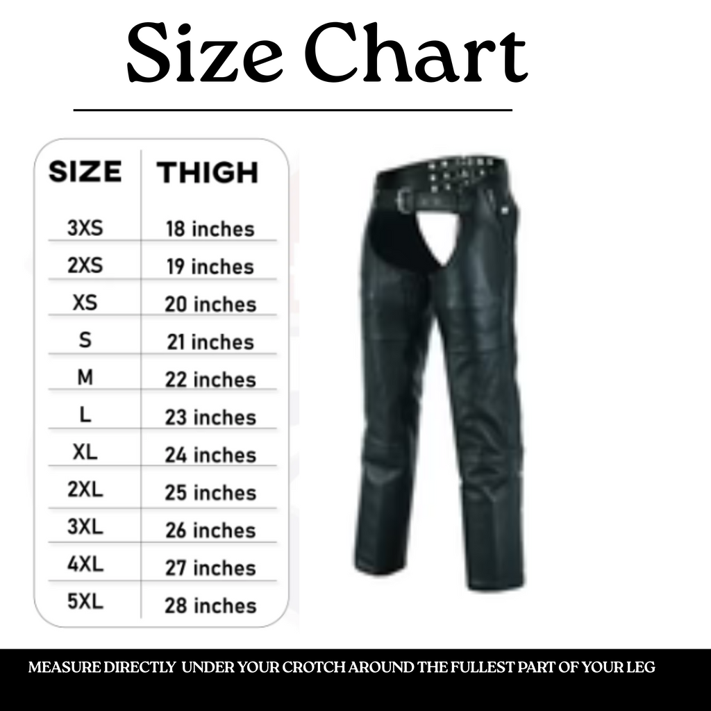 A&H Apparel Men’s Premium Cowhide Leather Motorcycle Chaps – Elastic Fit for Comfort & Flexibility