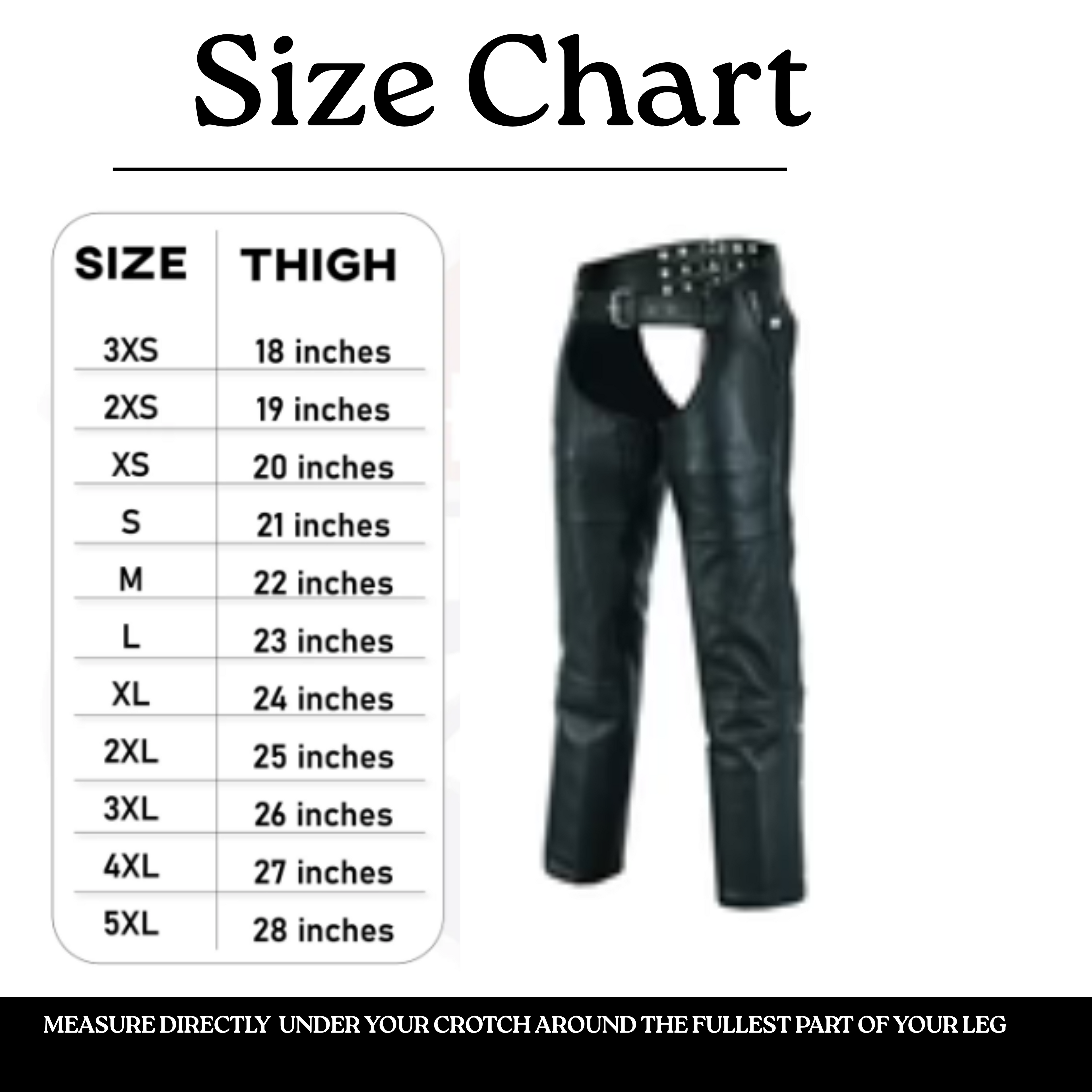 A&H Apparel Men’s Premium Cowhide Leather Motorcycle Chaps – Elastic Fit for Comfort & Flexibility