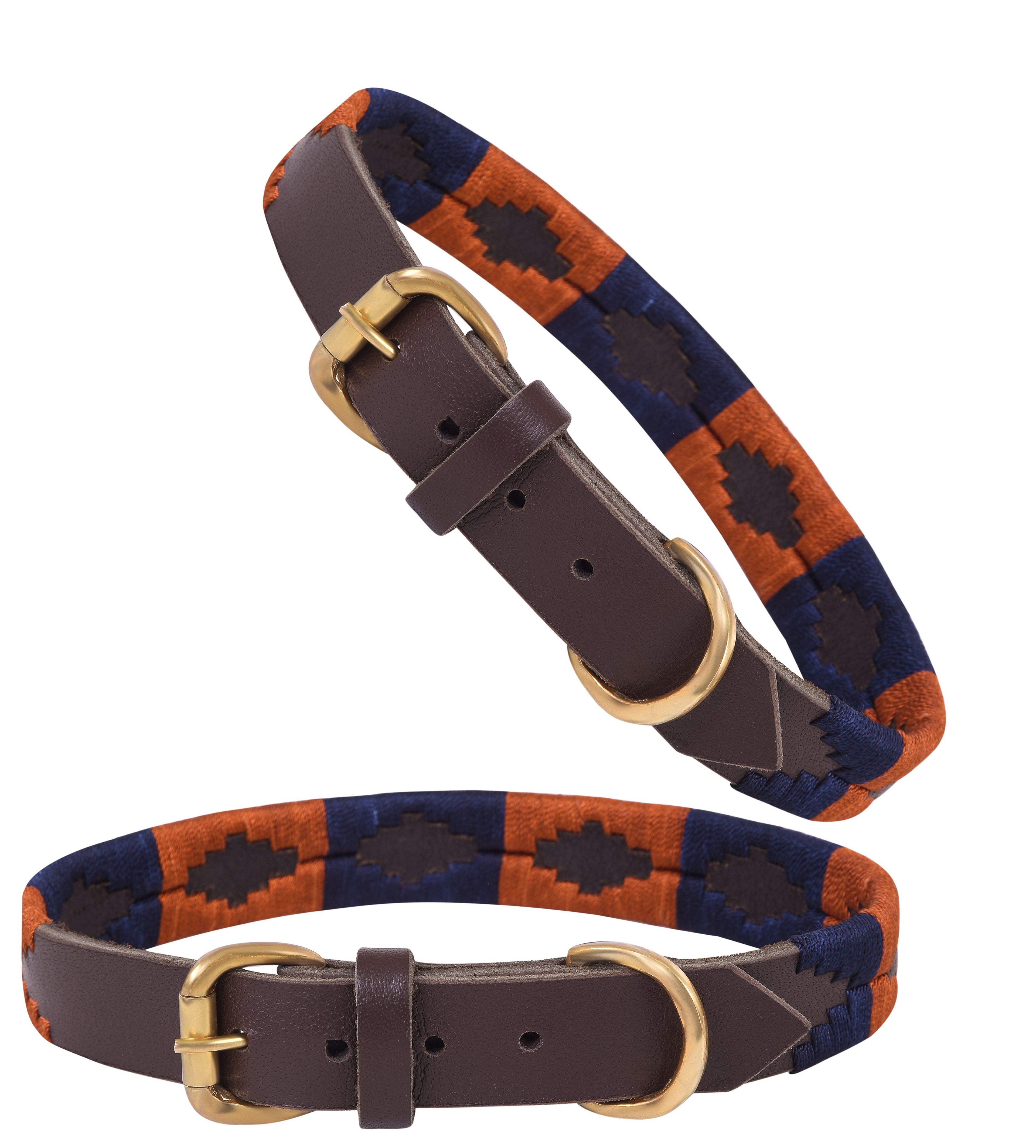 Weatherbeeta Hondenriem – Polo Leer Cowdray Bruin/Blauw/Blauw | Luxe Handgemaakte Lederen Lijn van Rexons