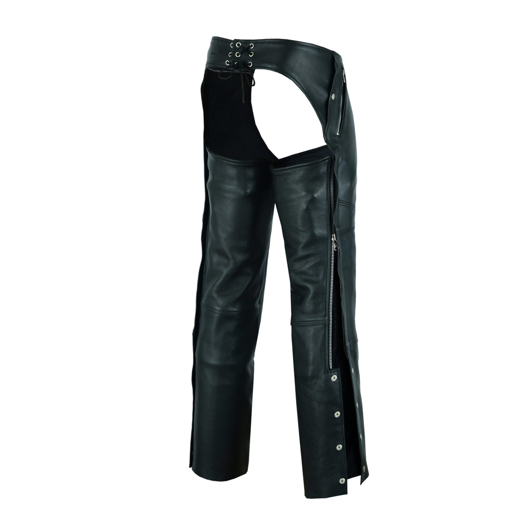 A&H Apparel Men’s Premium Cowhide Leather Motorcycle Chaps – Elastic Fit for Comfort & Flexibility