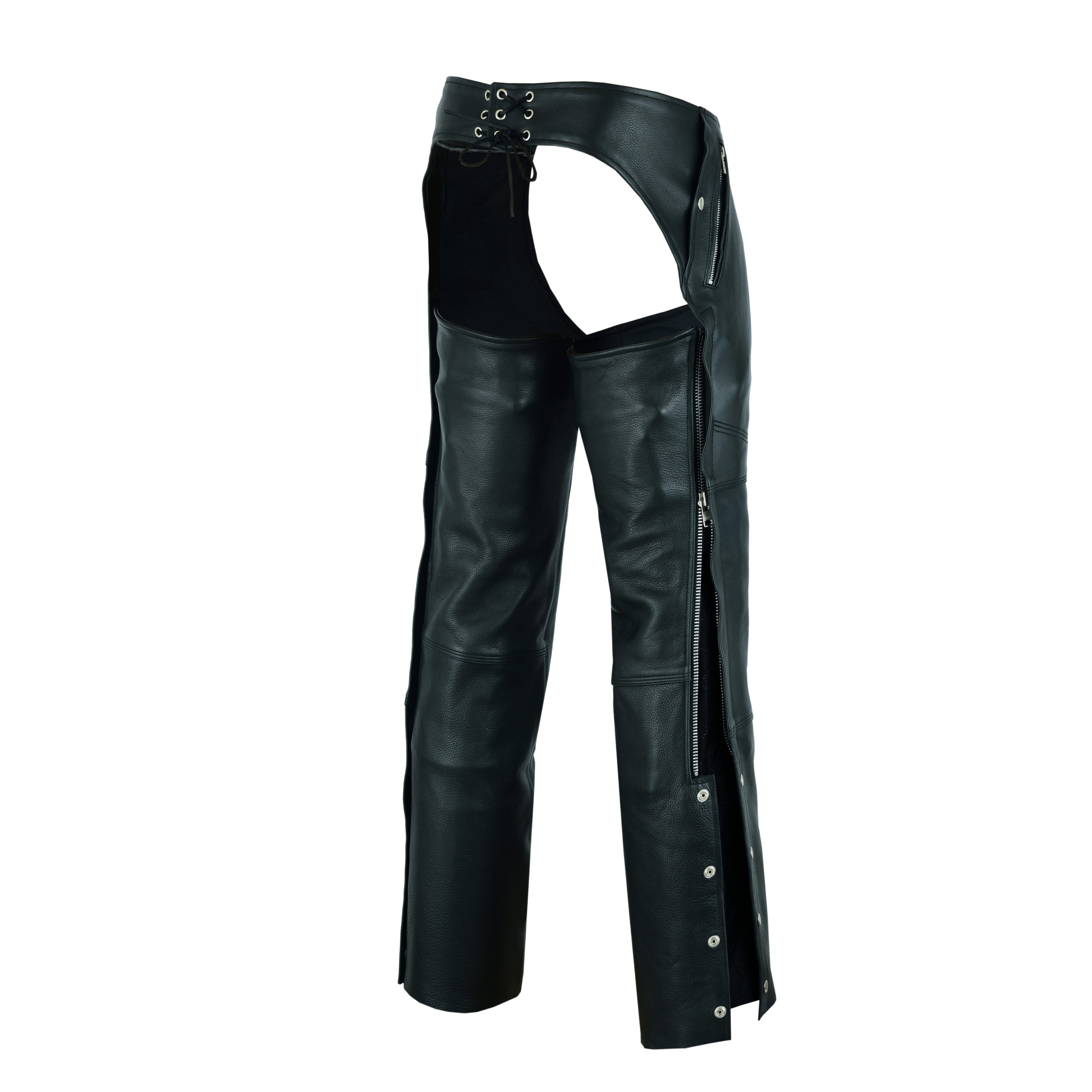 A&H Apparel Men’s Premium Cowhide Leather Motorcycle Chaps – Elastic Fit for Comfort & Flexibility