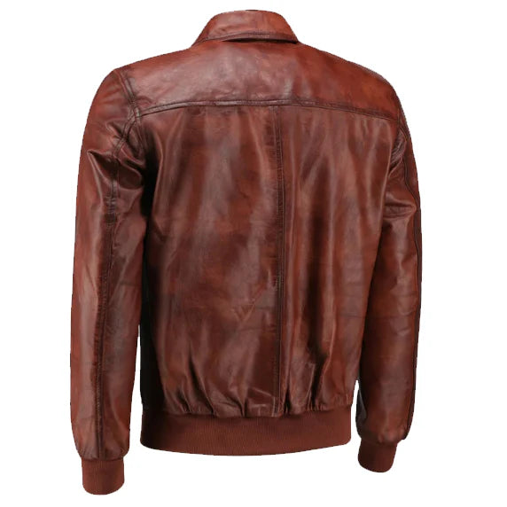 Men’s Boyd’s Rust Leather Jacket with Ribbed Cuffs