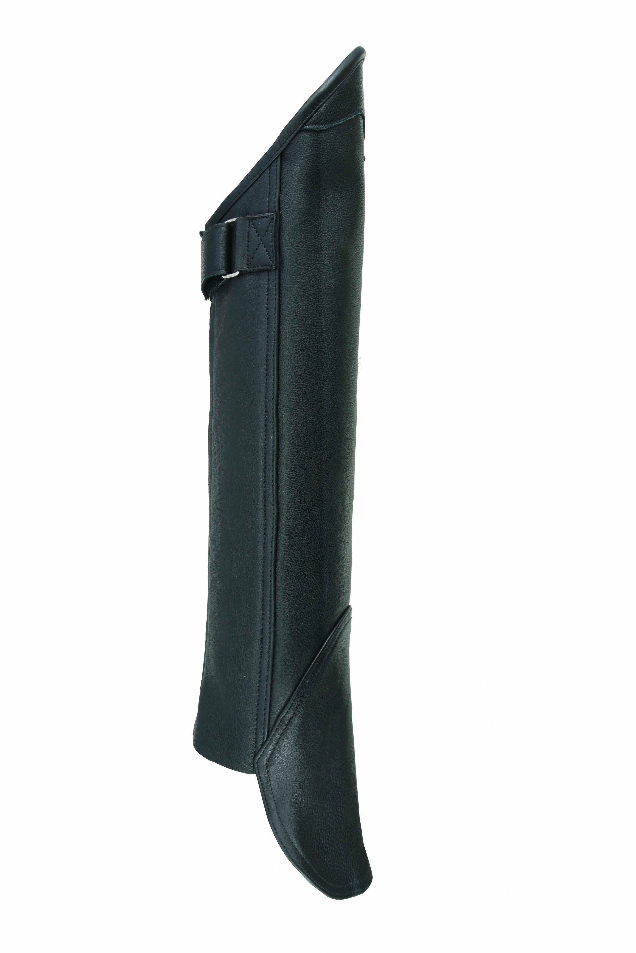 NKD Gaiter Short Legging – Premium Black Leather Half Chaps for Motorcycle & Outdoor Use