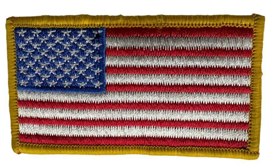 RXEP120 FLAG WITH GOLDEN OUTLINE DESIGN MOTORCYCLE PATCH EMBROIDERY IRON ON PATCH