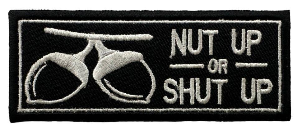 RXEP139 NUT UP OR SHUT UP DESIGN MOTORCYCLE PATCH EMBROIDERY IRON ON PATCH