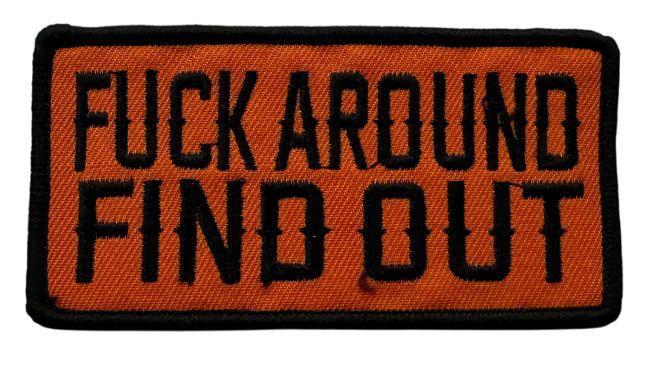 RXEP152 F**K AROUND FIND OUT DESIGN MOTORCYCLE PATCH EMBROIDERY IRON ON PATCH