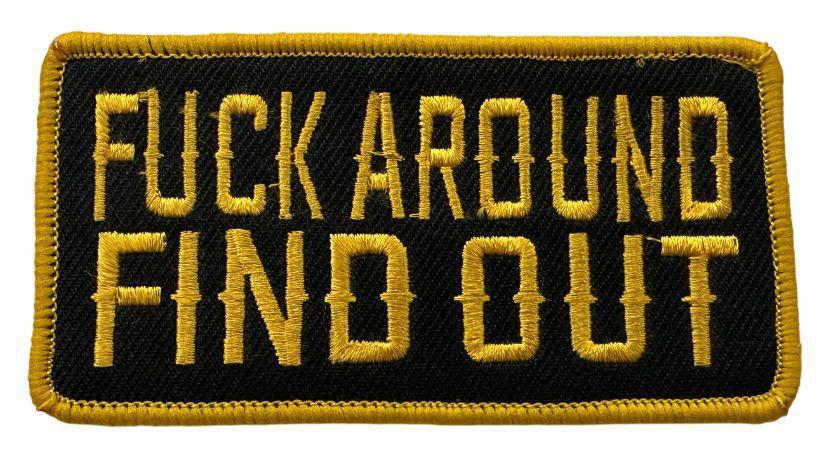 RXEP153 F**K AROUND FIND OUT DESIGN MOTORCYCLE PATCH EMBROIDERY IRON ON PATCH