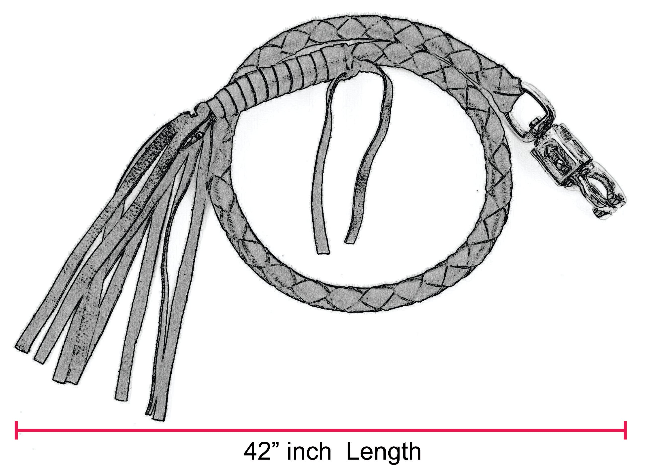 Black Leather Get Back Whip for Motorcycle Handlebar – Classic Biker Whip by Rexons