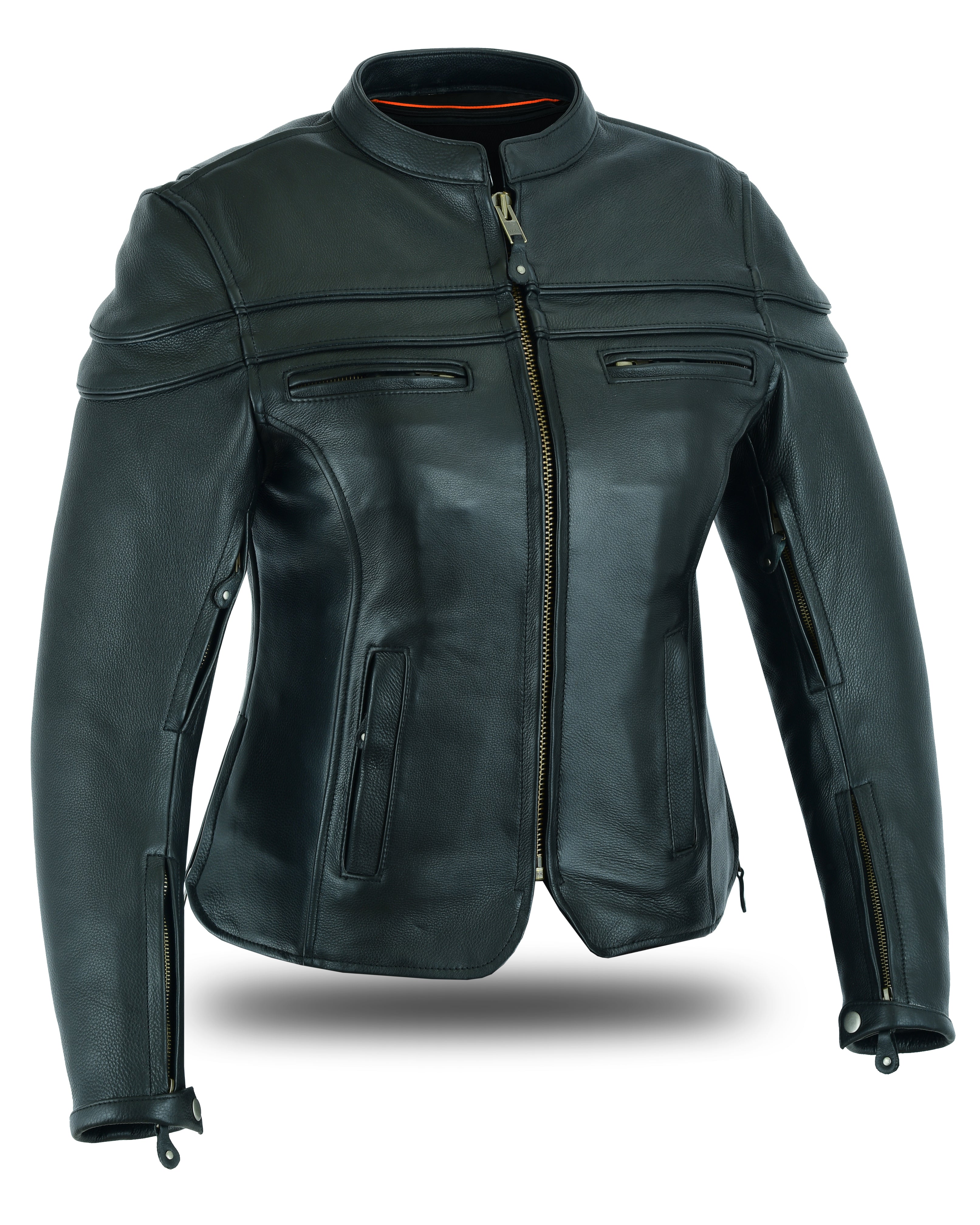 Tuscany Sporty Scooter Women’s Jacket – Premium Natural Cow Leather for Urban & Open-Road Riding