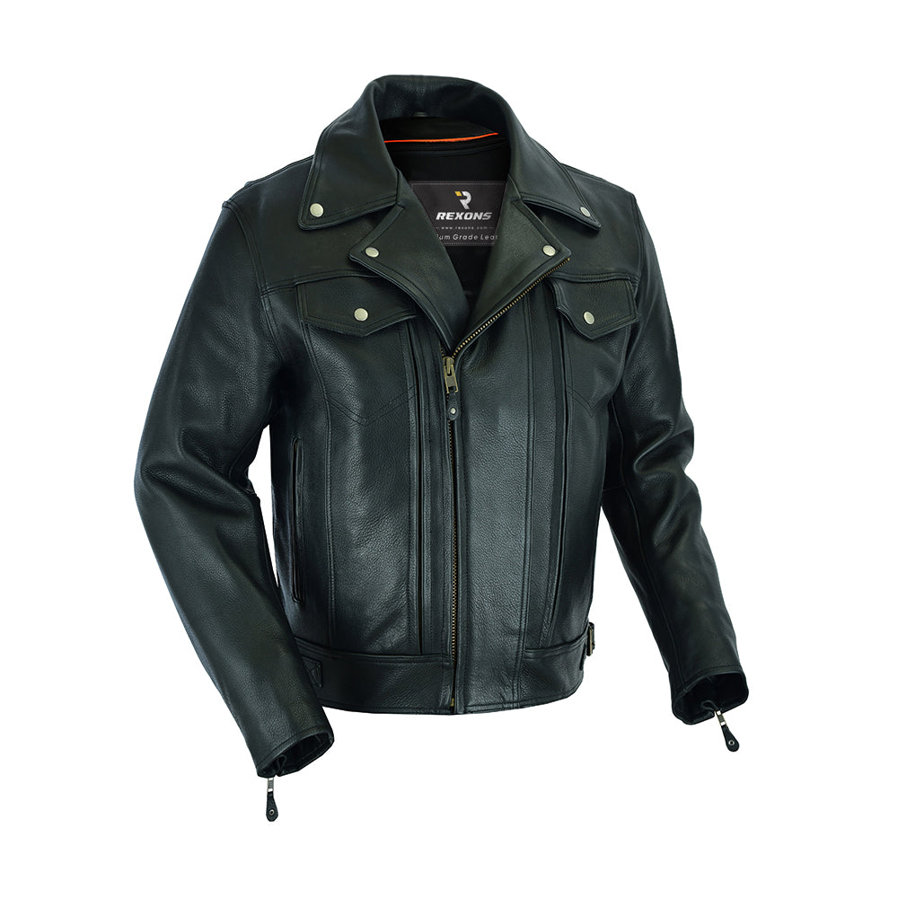 High-End Men’s Utility Cruising Leather Jacket – Premium Functional Outerwear