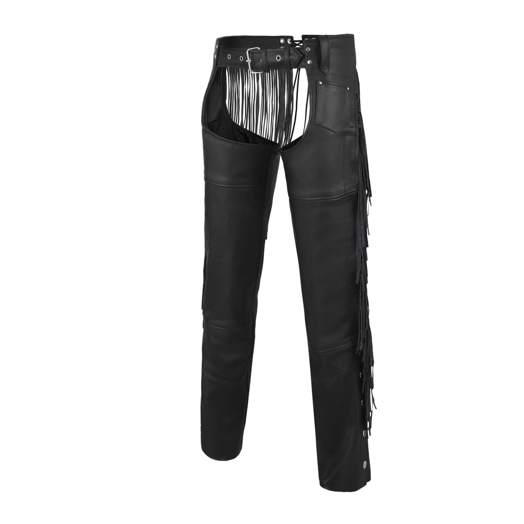 Bravado Women’s Leather Motorcycle Chaps with Tassel Fringe – Stylish Western Biker Gear