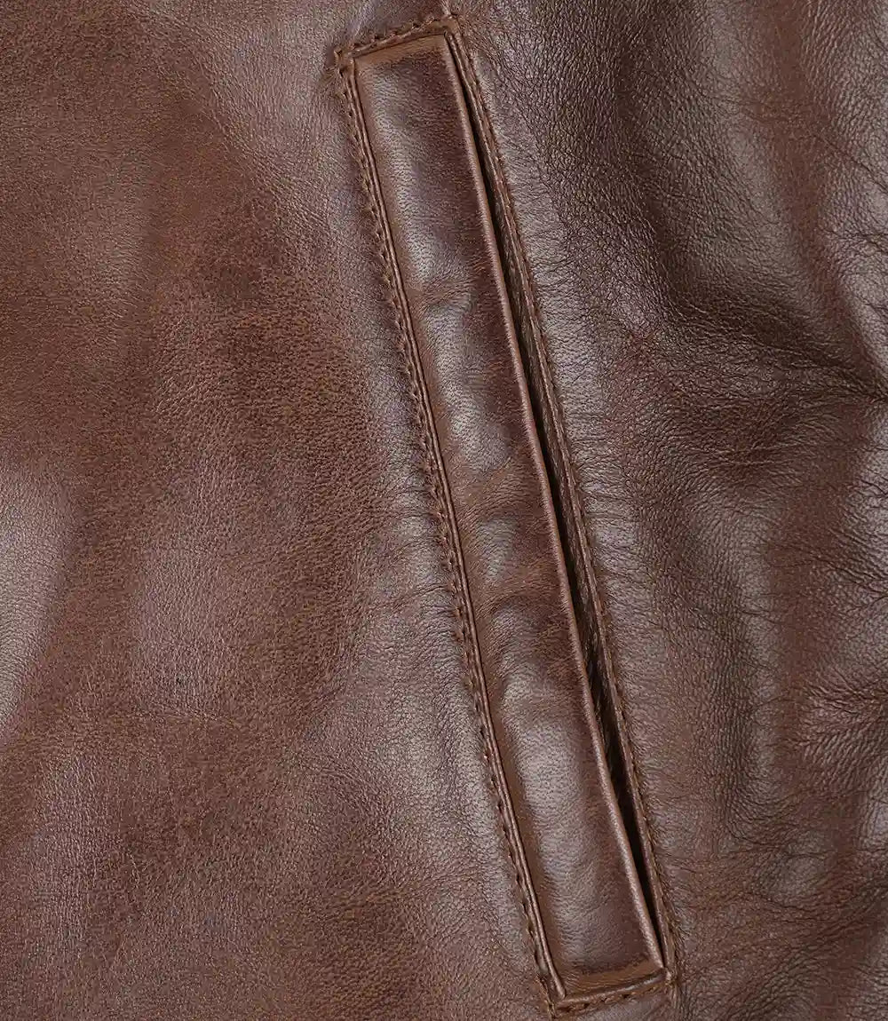 Men’s Classic Brown Leather Jacket Outerwear for Men