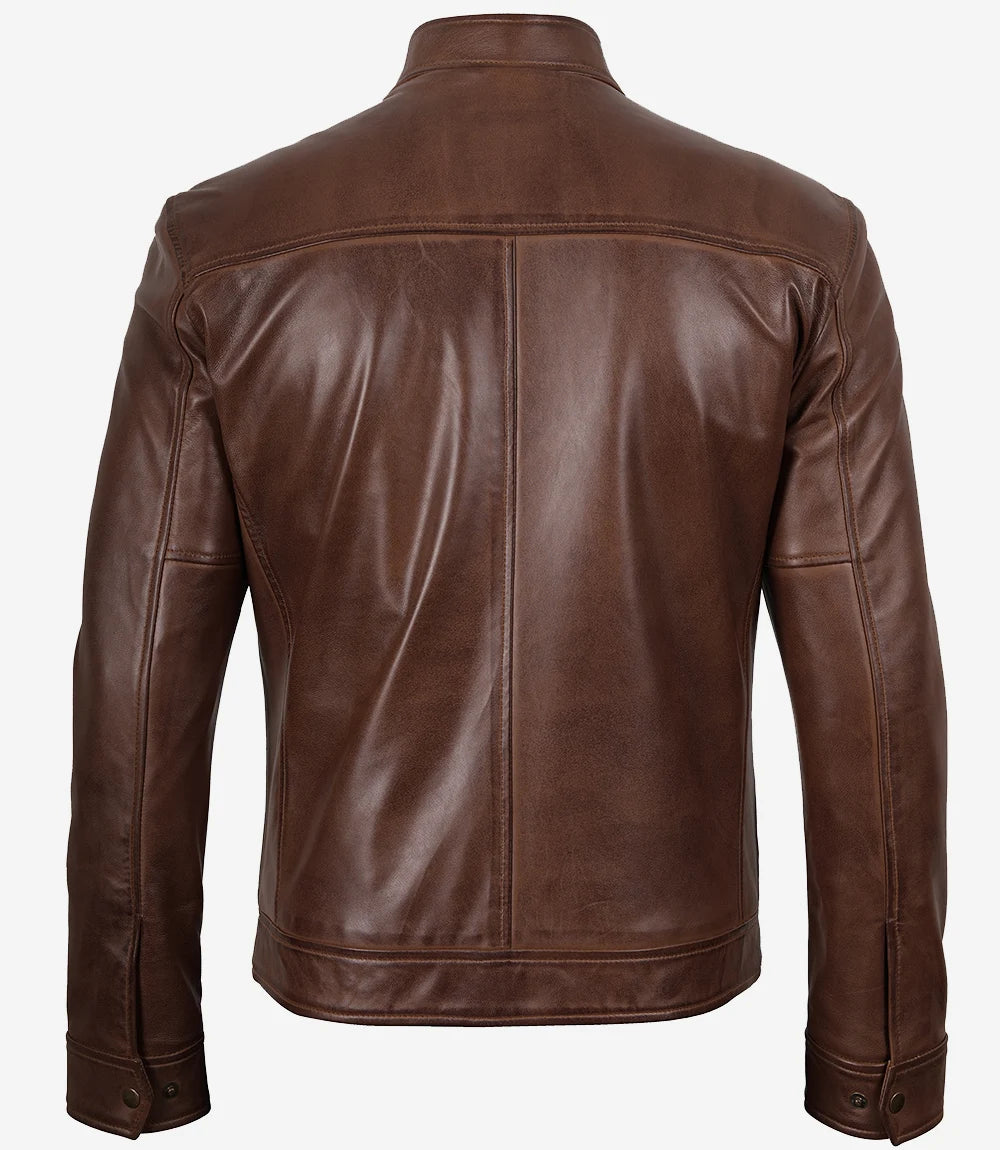 Men’s Classic Brown Leather Jacket Outerwear for Men