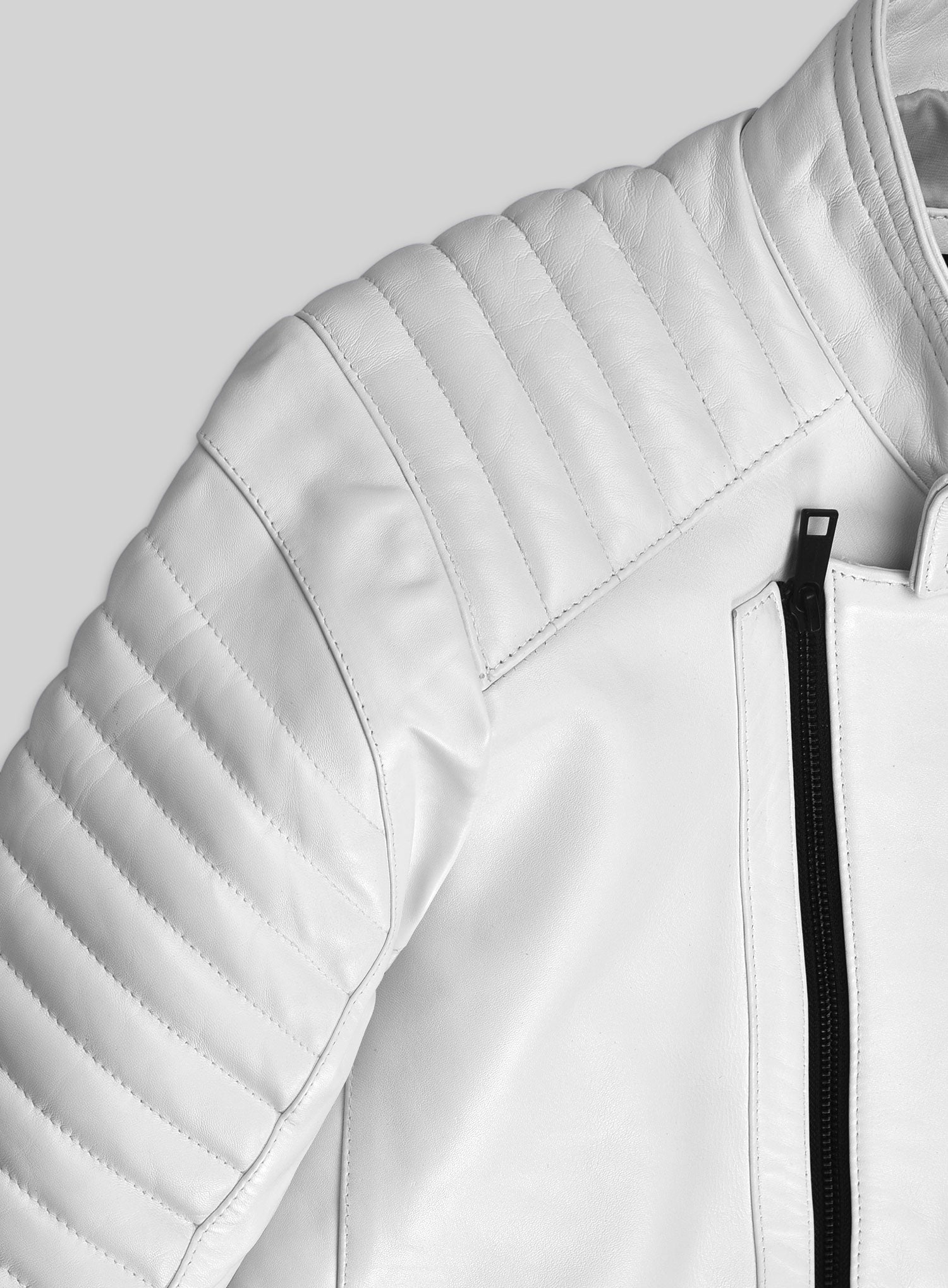 Men’s Leather White Color Fashion Jacket