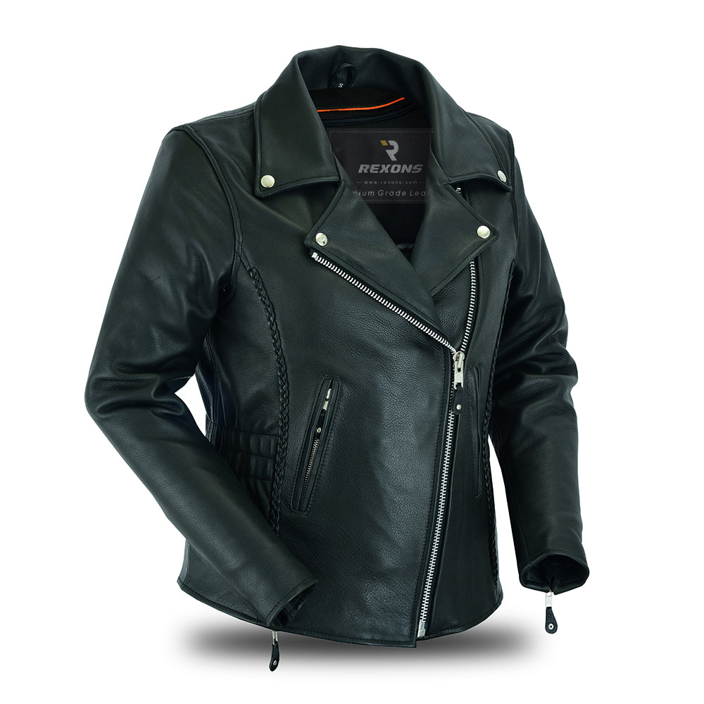 Women’s Full-Length Concealed Carry Motorcycle Jacket – Side Stretch Panels & Hidden Gun Pocket