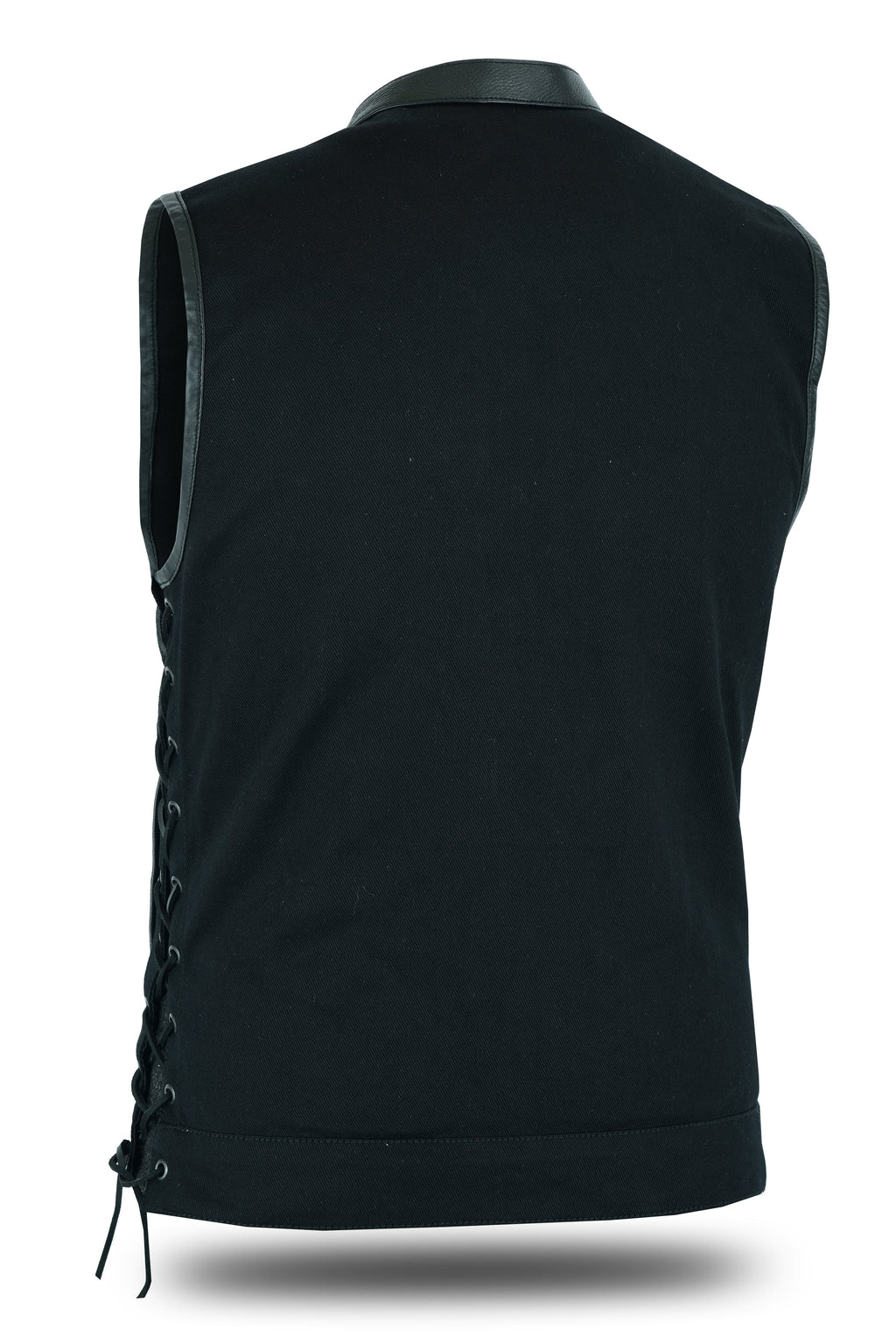 Men's Motorcycle Denim OUTLAW SOA Club Style Vest with Side Laces (RX58612BLACK)